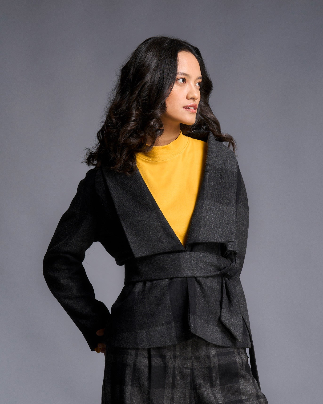 Shawl Collar Jacket - Black & Grey