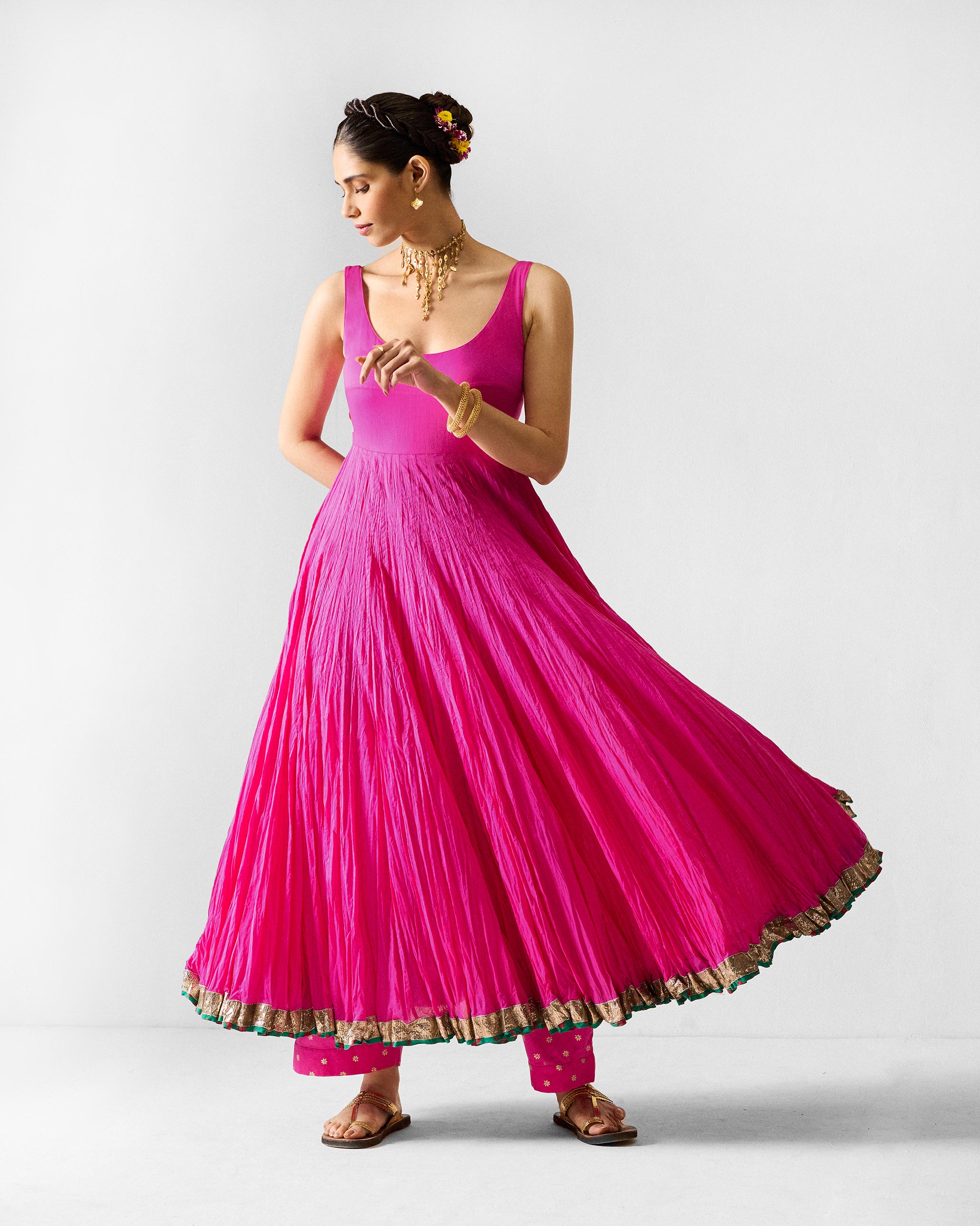 The Kochi Kurta Set - Fuchsia & Gold