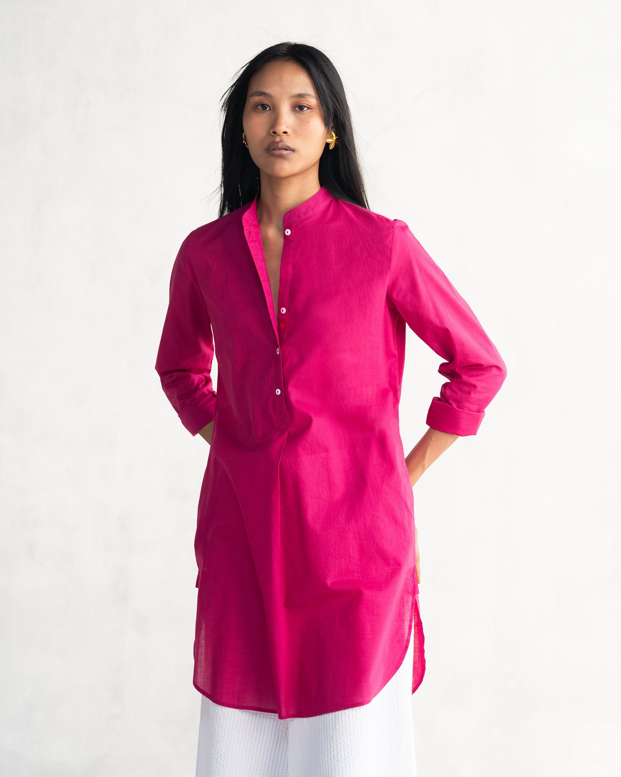 Basic Mid Length Kurta - Berry