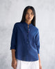 Mandarin Collar Top - Indigo