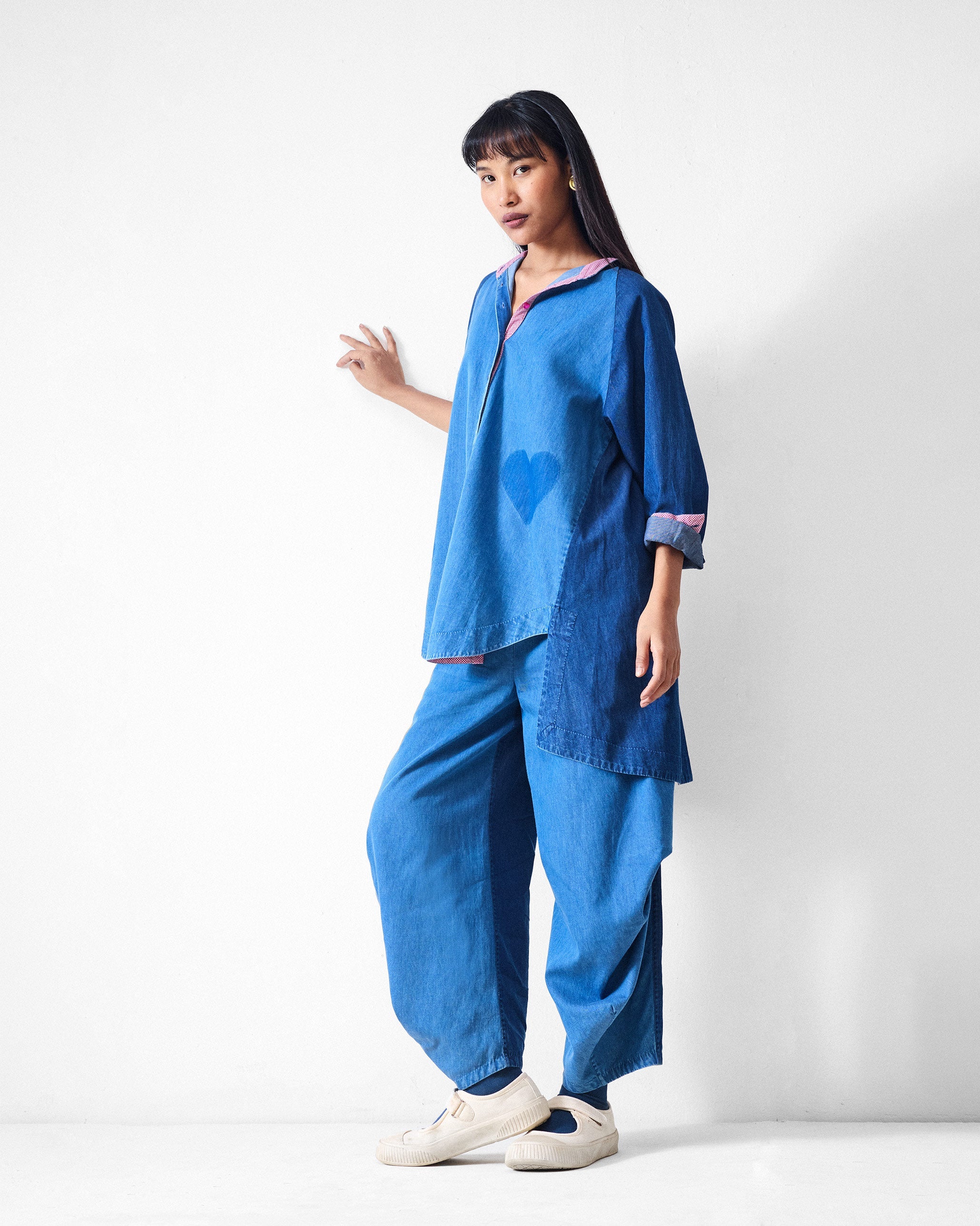 Side Tuck Pants - Denim