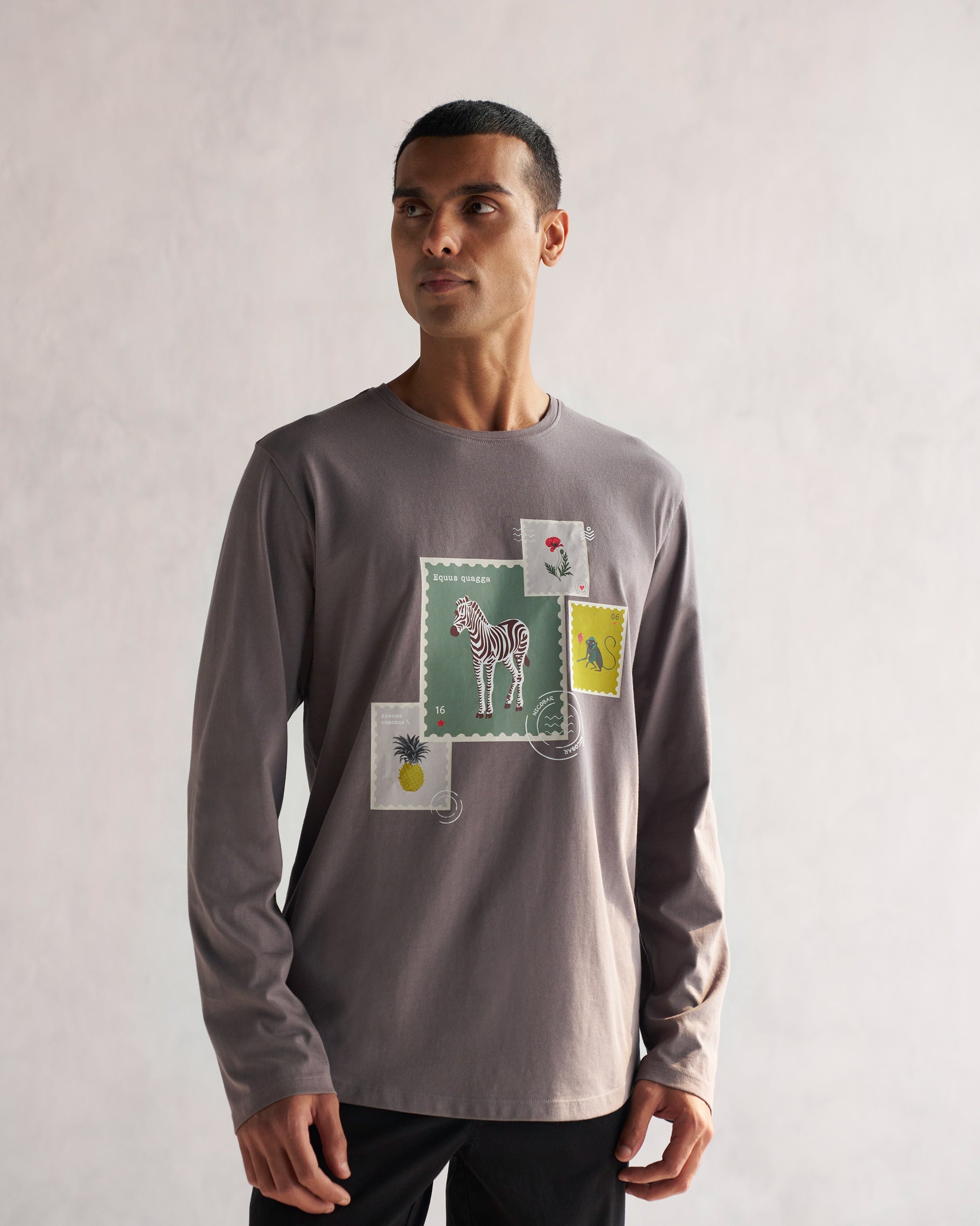 Basic Full Sleeve T-shirt - Charcoal