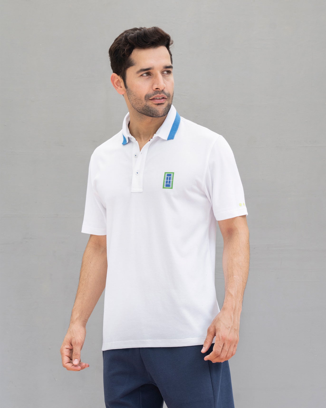 Nico Tennis Polo T-shirt - White & Blue