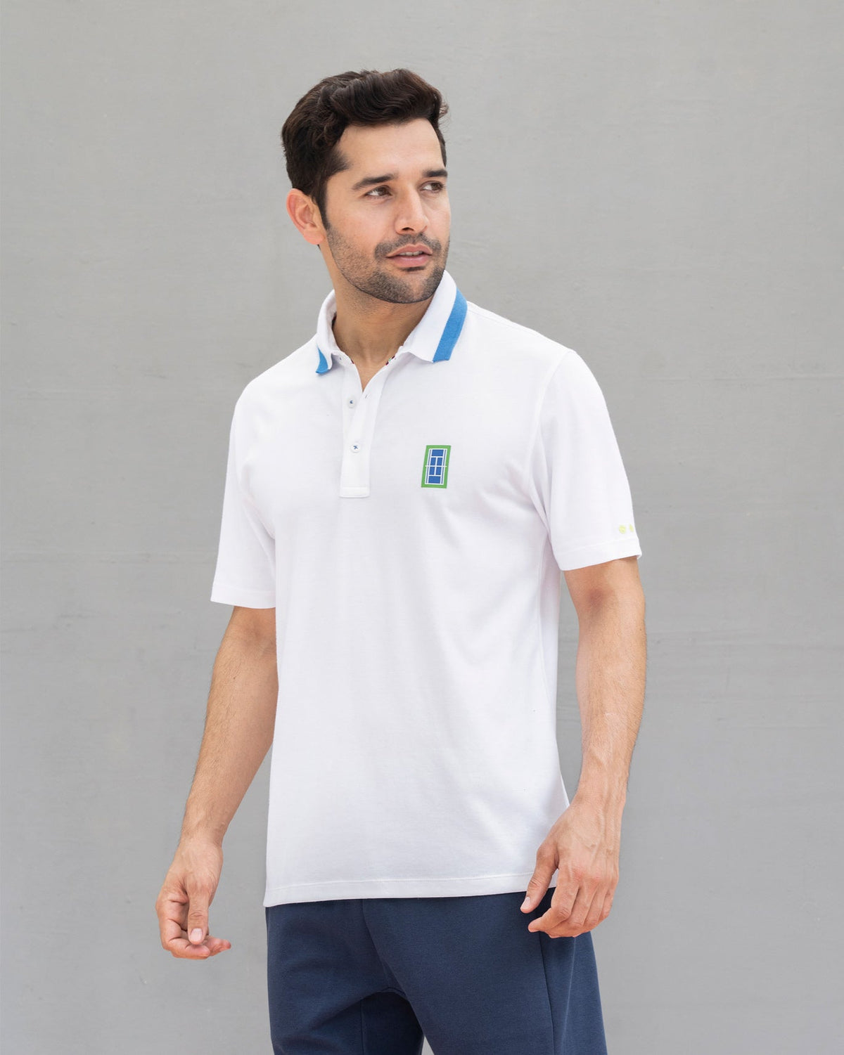 Nico Tennis Polo T-shirt - White & Blue