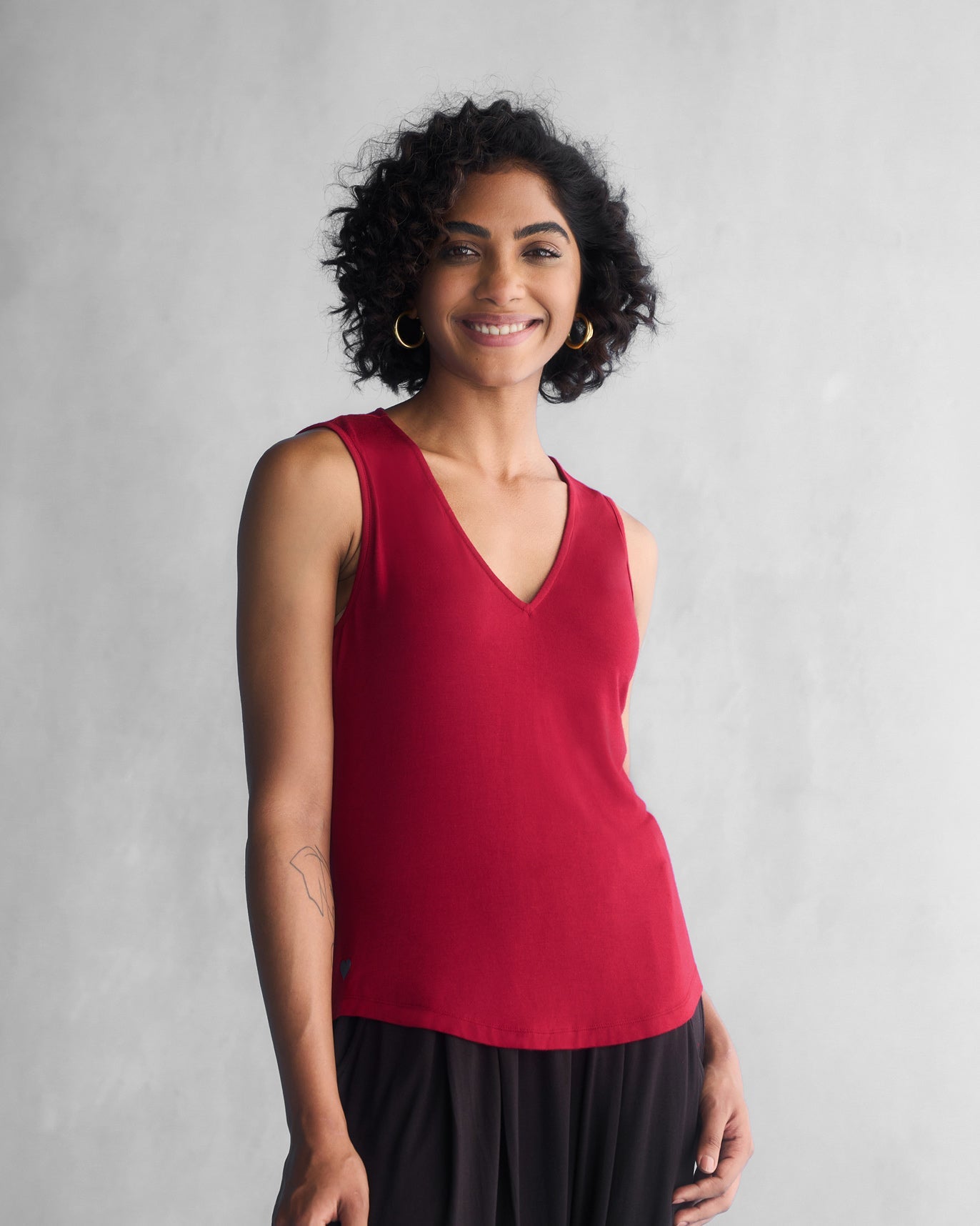 Burma Back Drape Top - Red