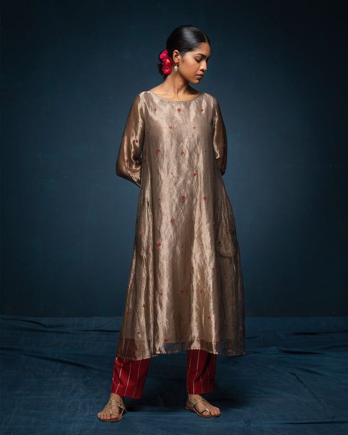 Boat Neck Kurta - Gold