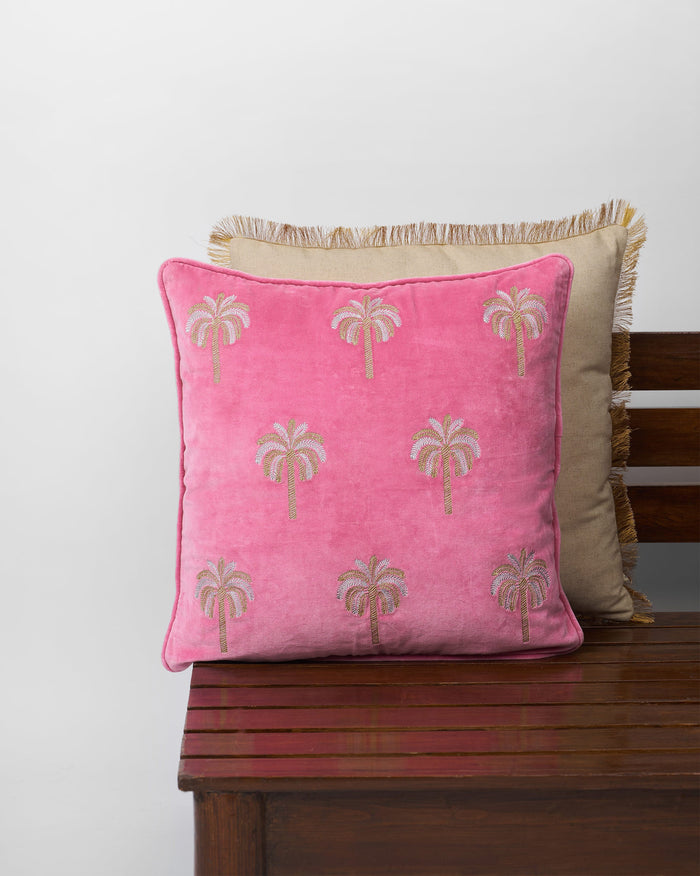 Palm Shimmer Cushion Cover - Pink