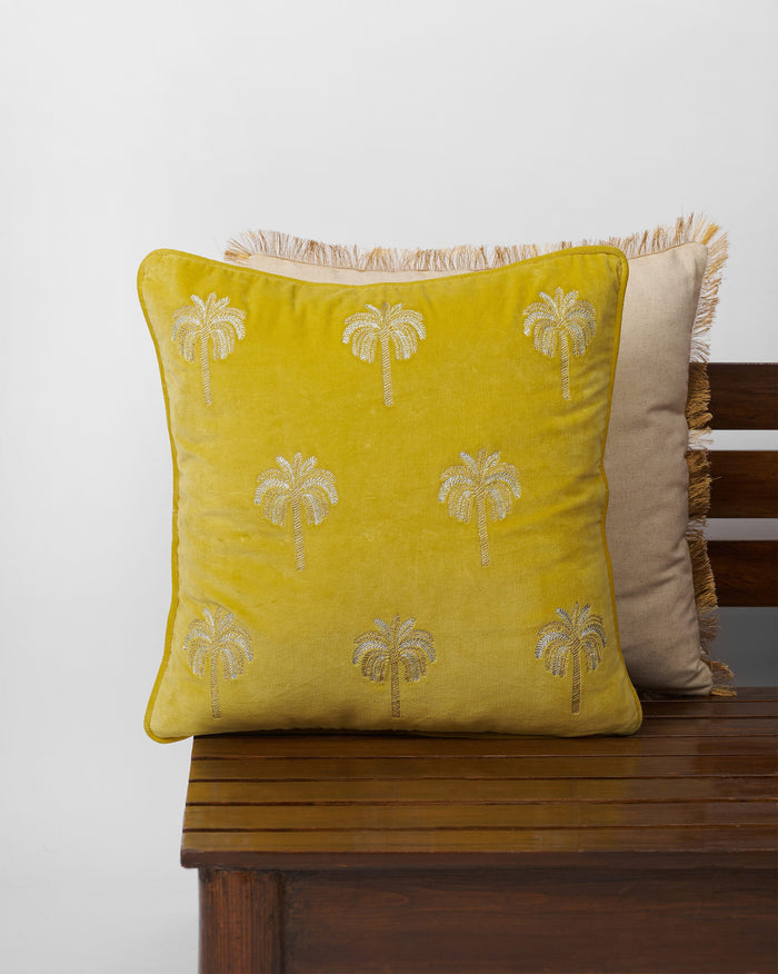 Palm Shimmer Cushion Cover - Yellow