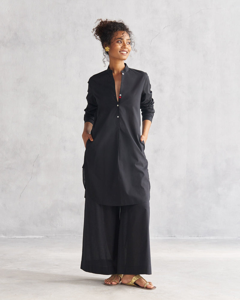 Basic Mid Length Kurta - Black