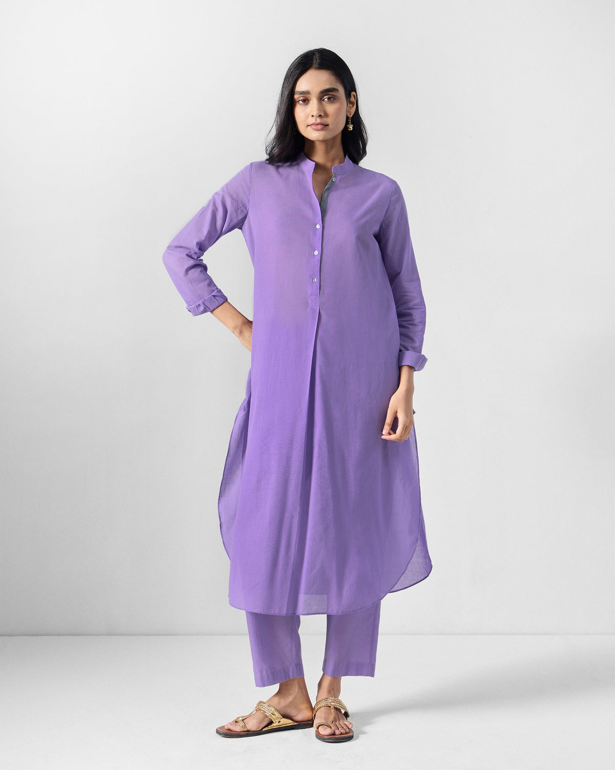 The Basic Long Length Kurta Set - Lilac