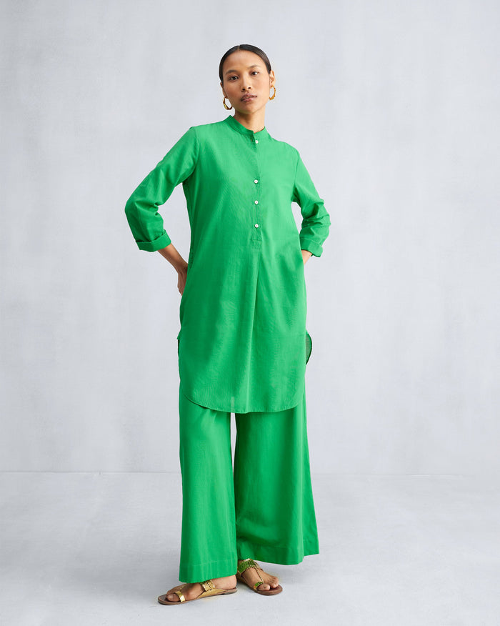 The Basic Mid Length Kurta Set - Green