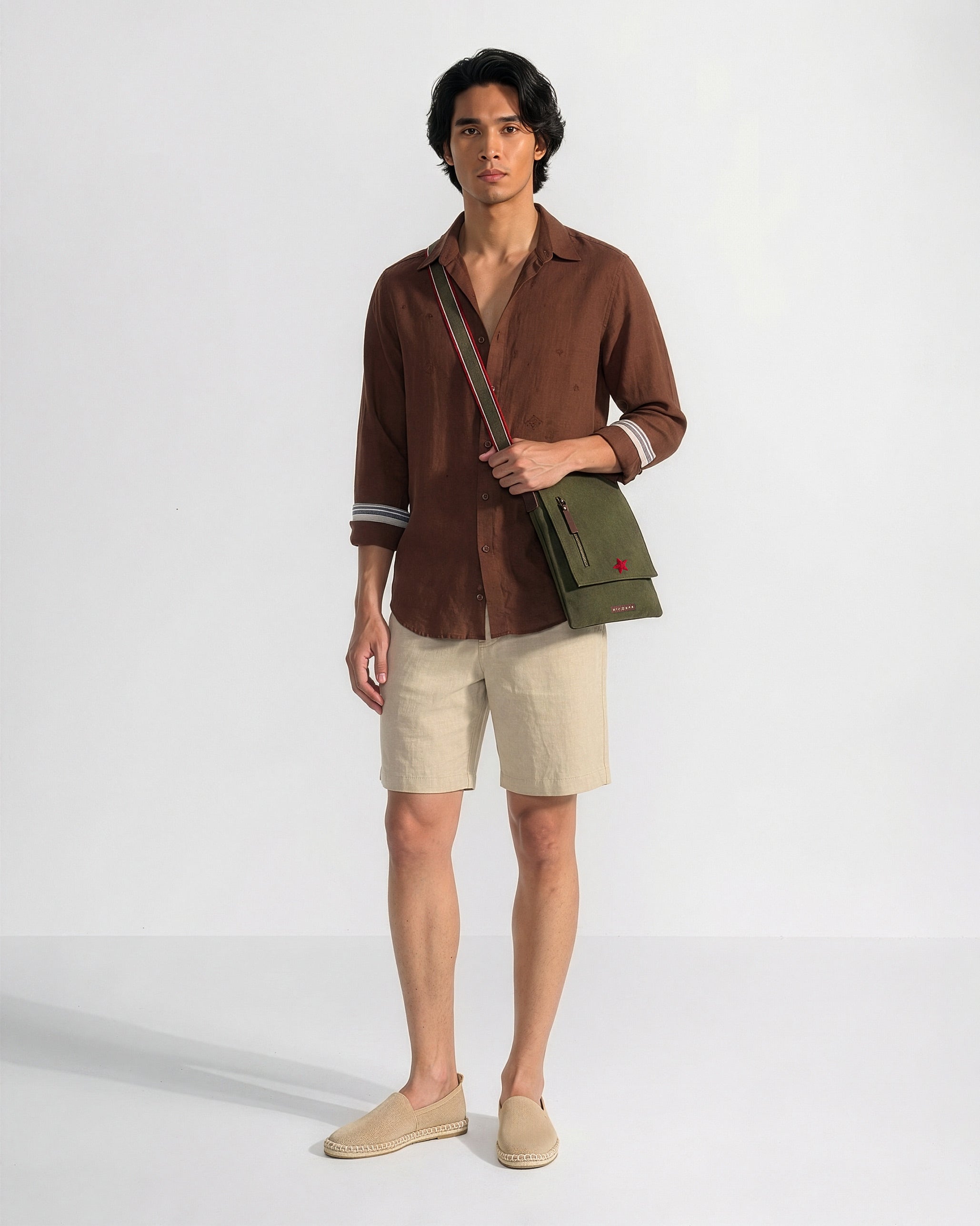 Classic Shirt - Brown Embroidered