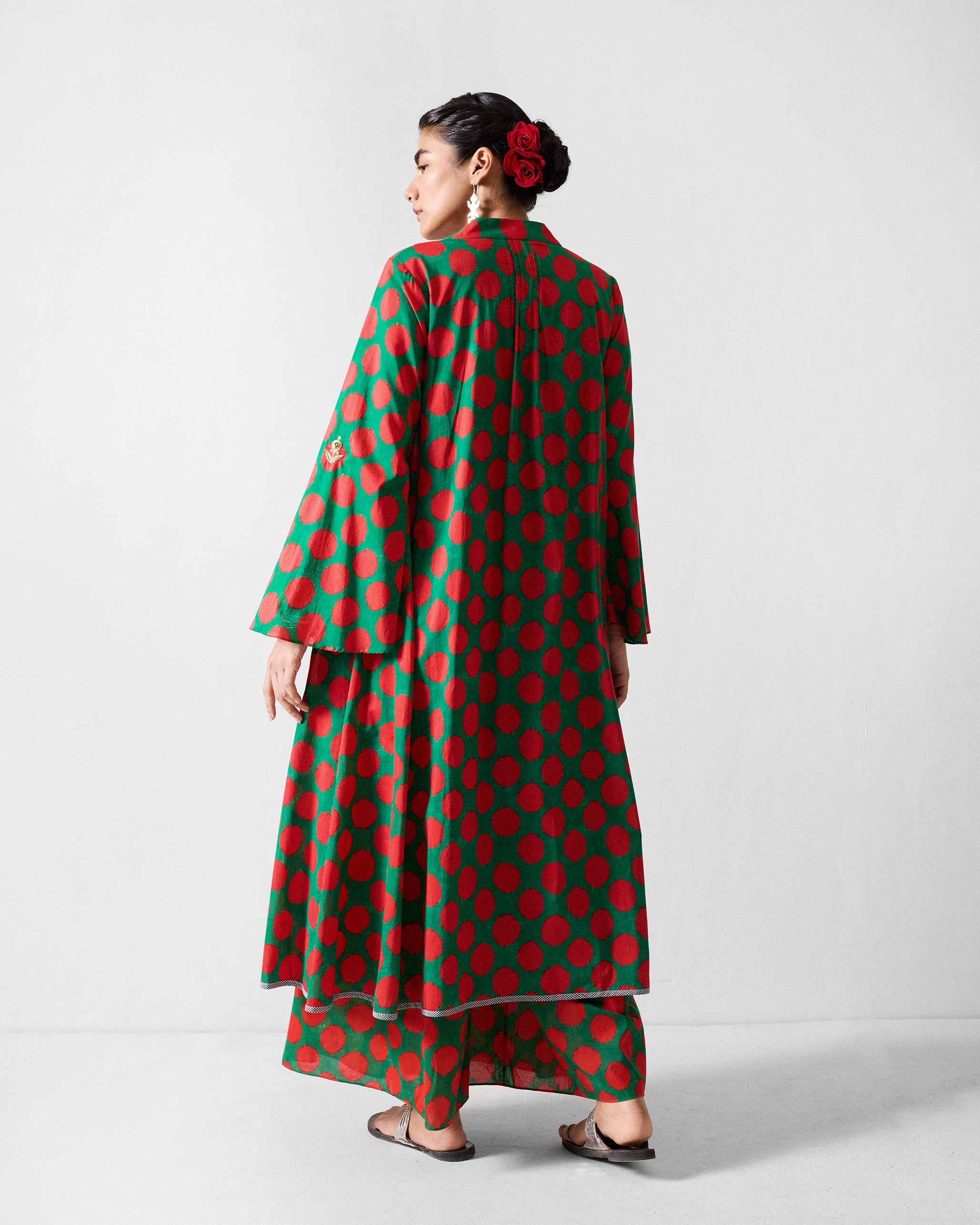 The Talas Kurta Set - Red & Green Printed