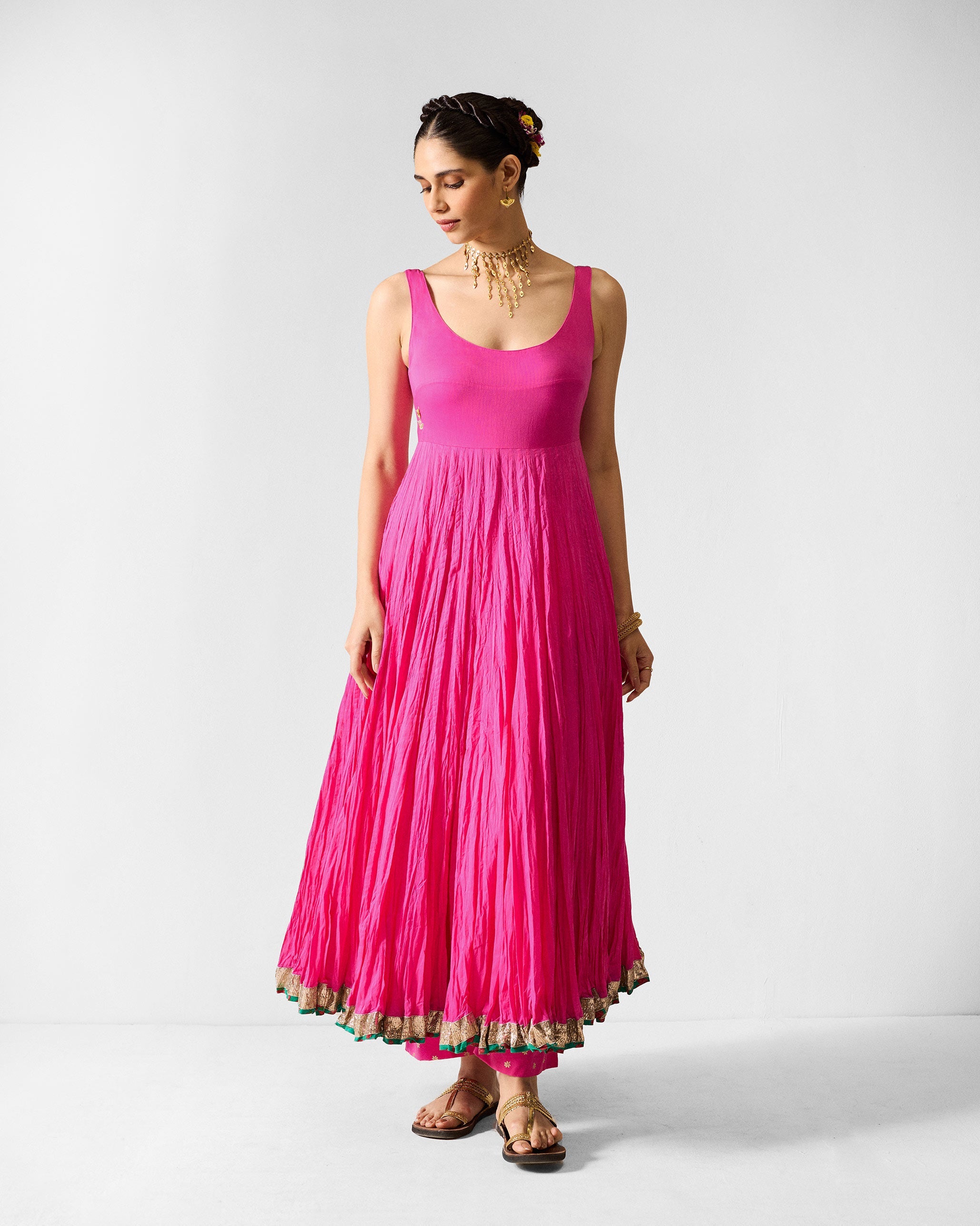 The Kochi Kurta Set - Fuchsia & Gold