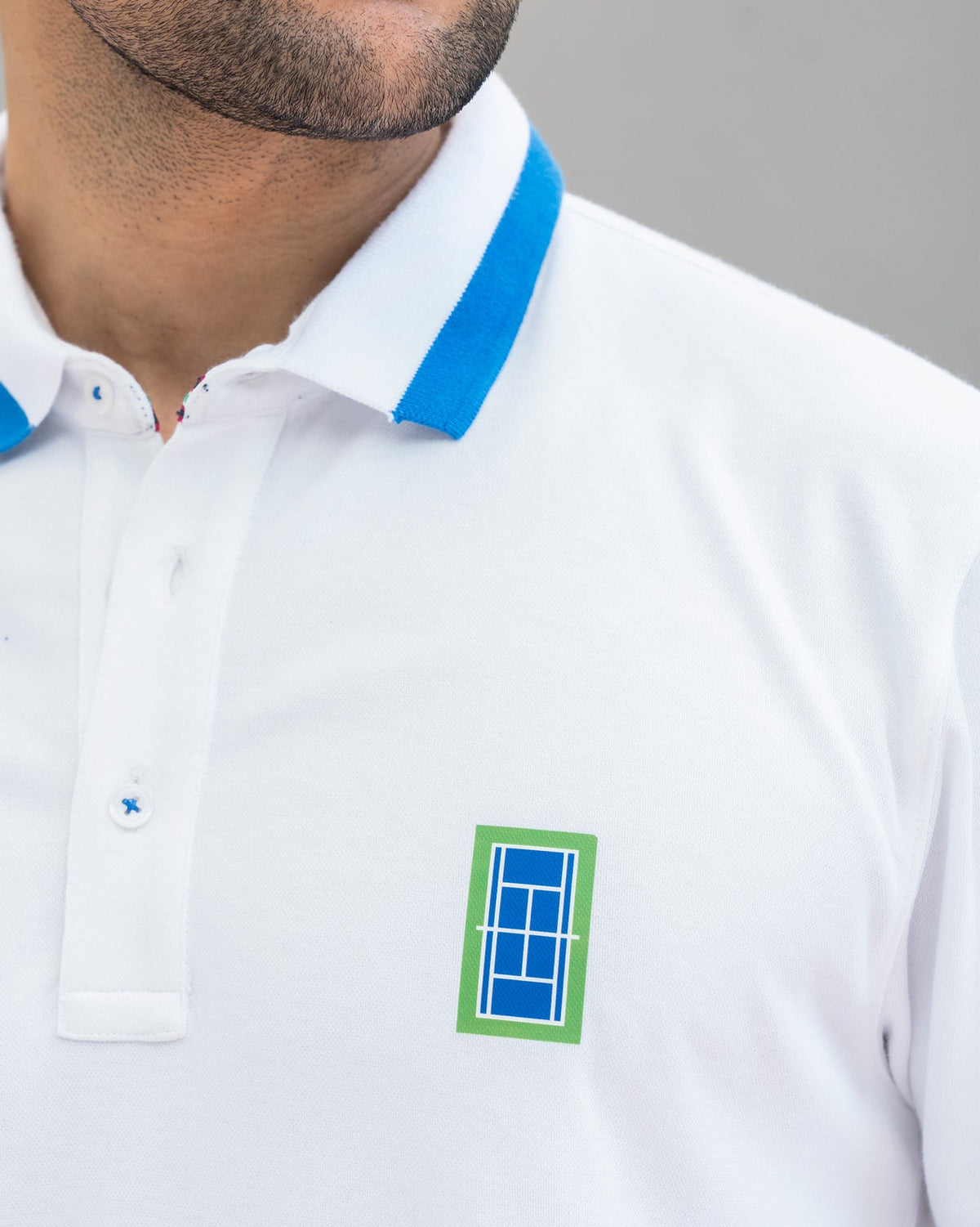 Nico Tennis Polo T-shirt - White & Blue