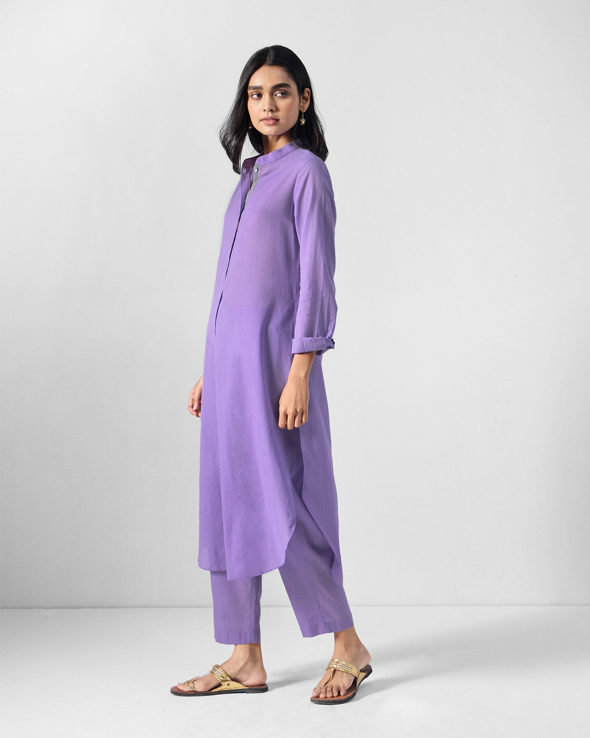 The Basic Long Length Kurta Set - Lilac