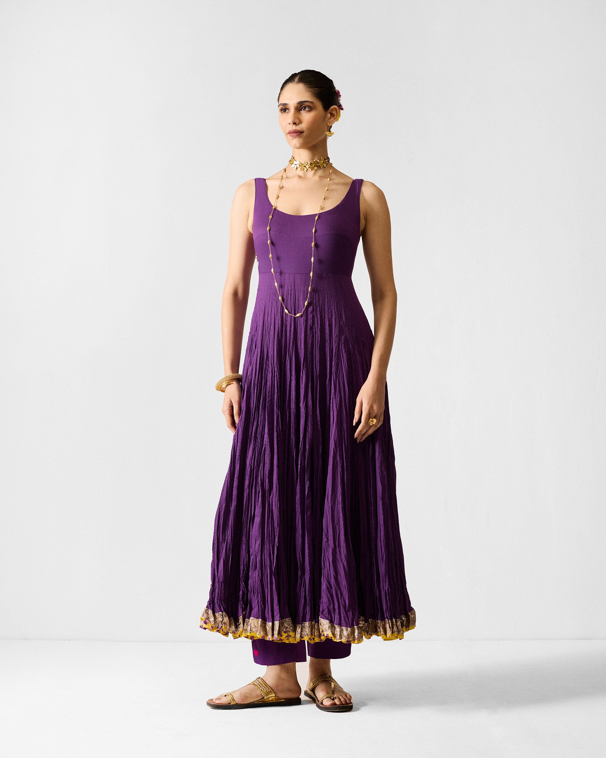 The Kochi Kurta Set - Purple & Gold
