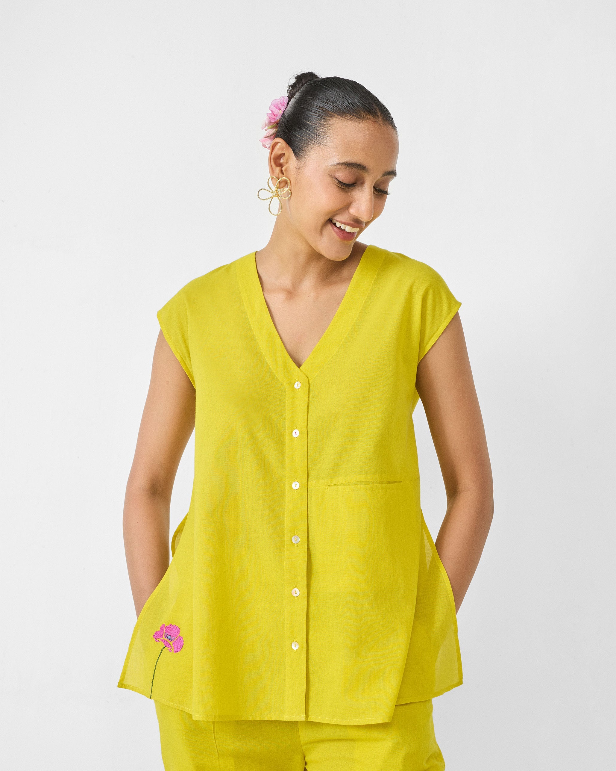 Pocket Top Set - Chartreuse