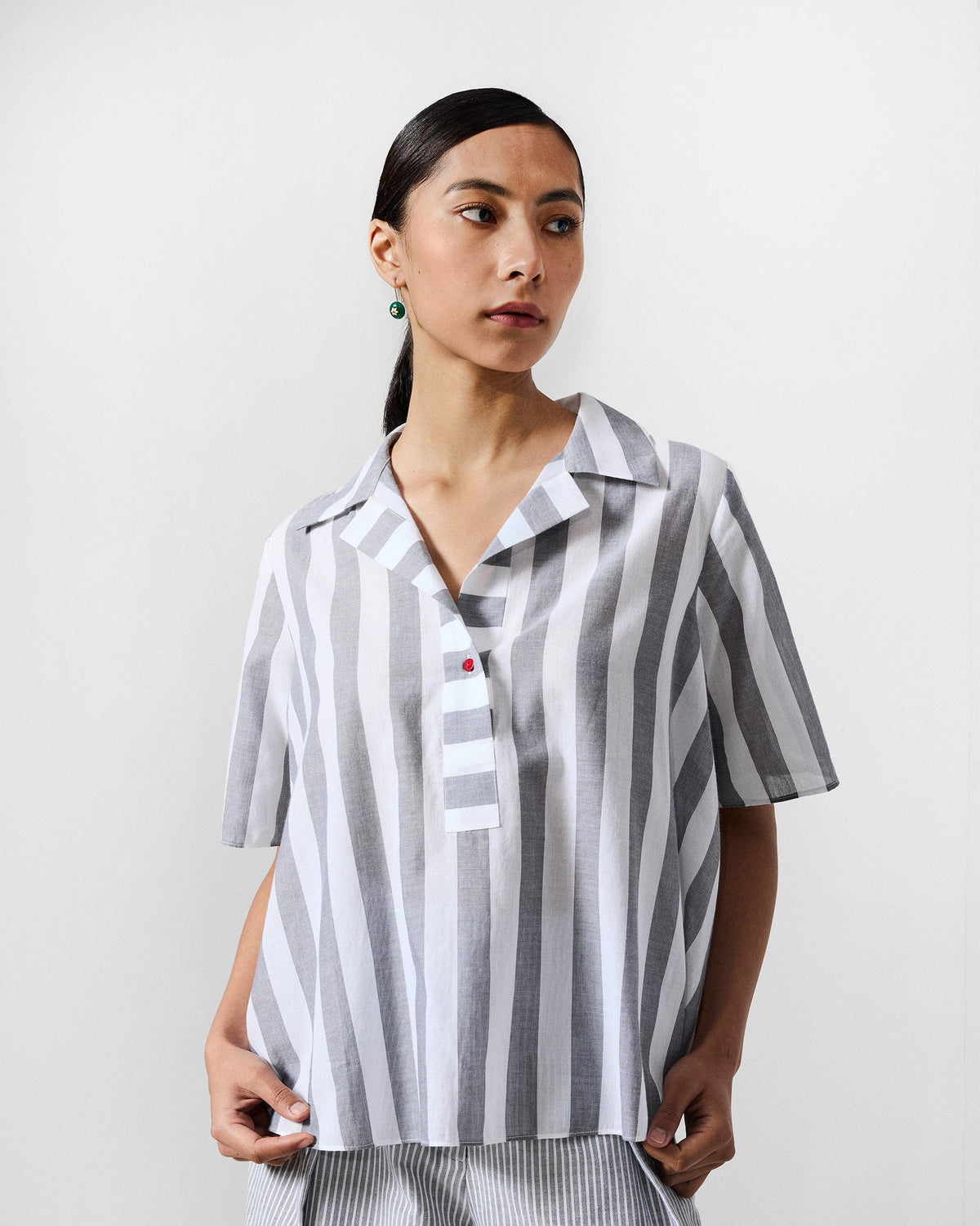 The Rann Shirt Set - Grey & White Stripes