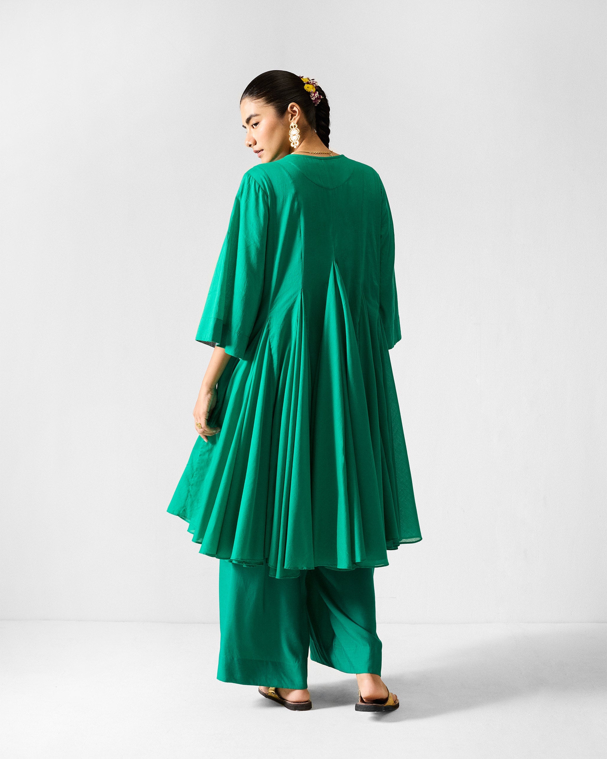 The Gusset Long Kurta Set - Green