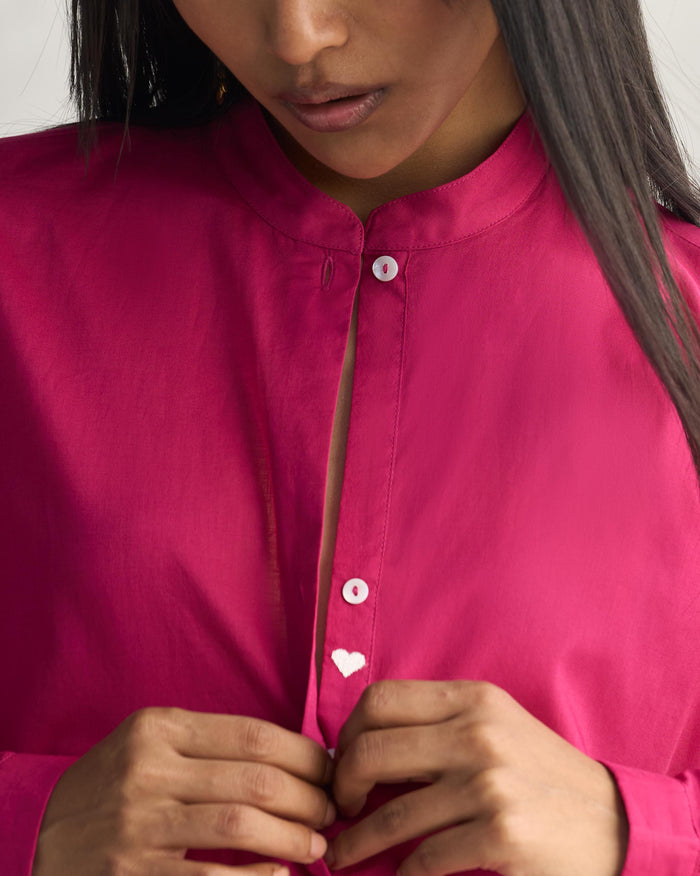 Basic Long Length Kurta - Berry
