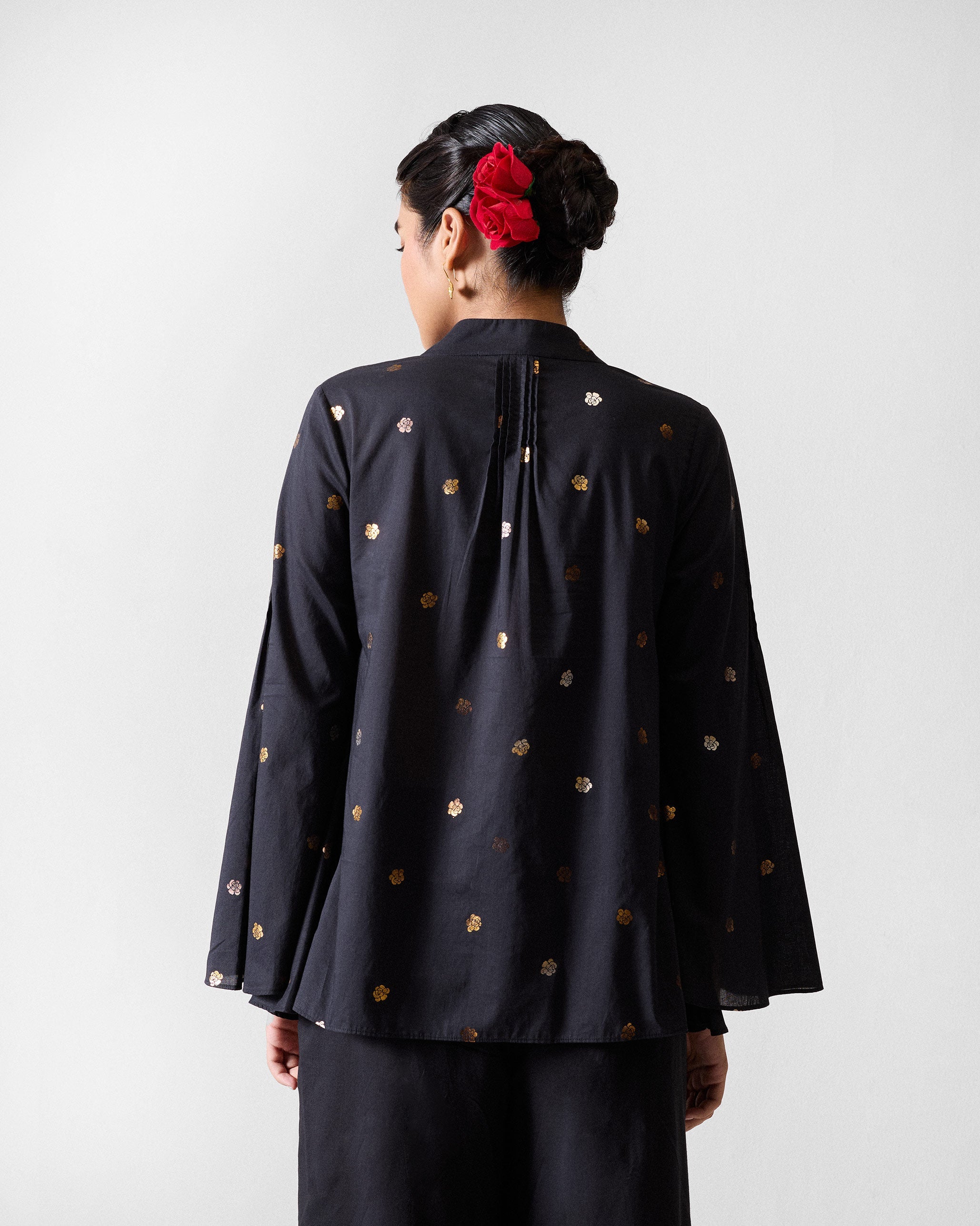 The Tangier Top Set - Black & Gold Printed