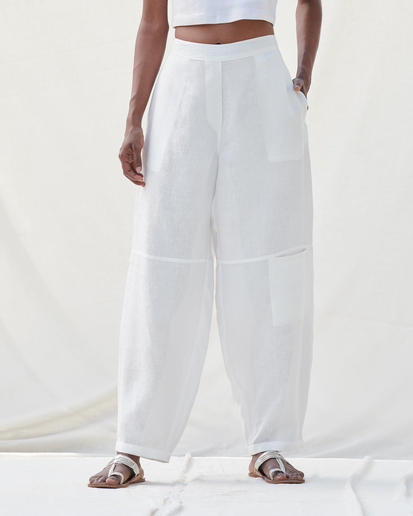 Knee Pocket Pants - Natural