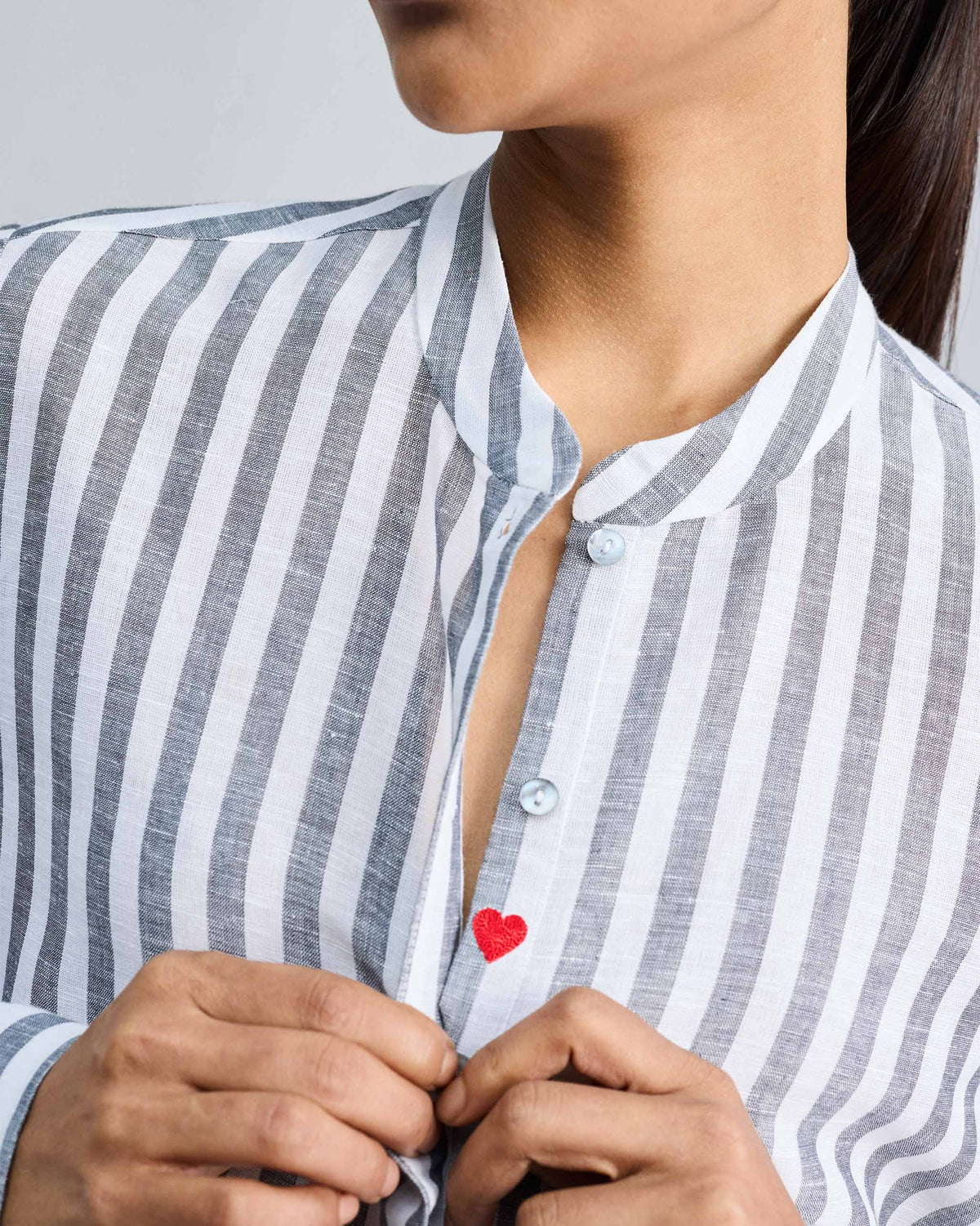 The Mandarin Collar Set - Charcoal