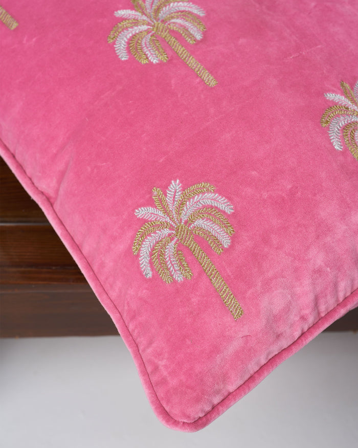Palm Shimmer Cushion Cover - Pink