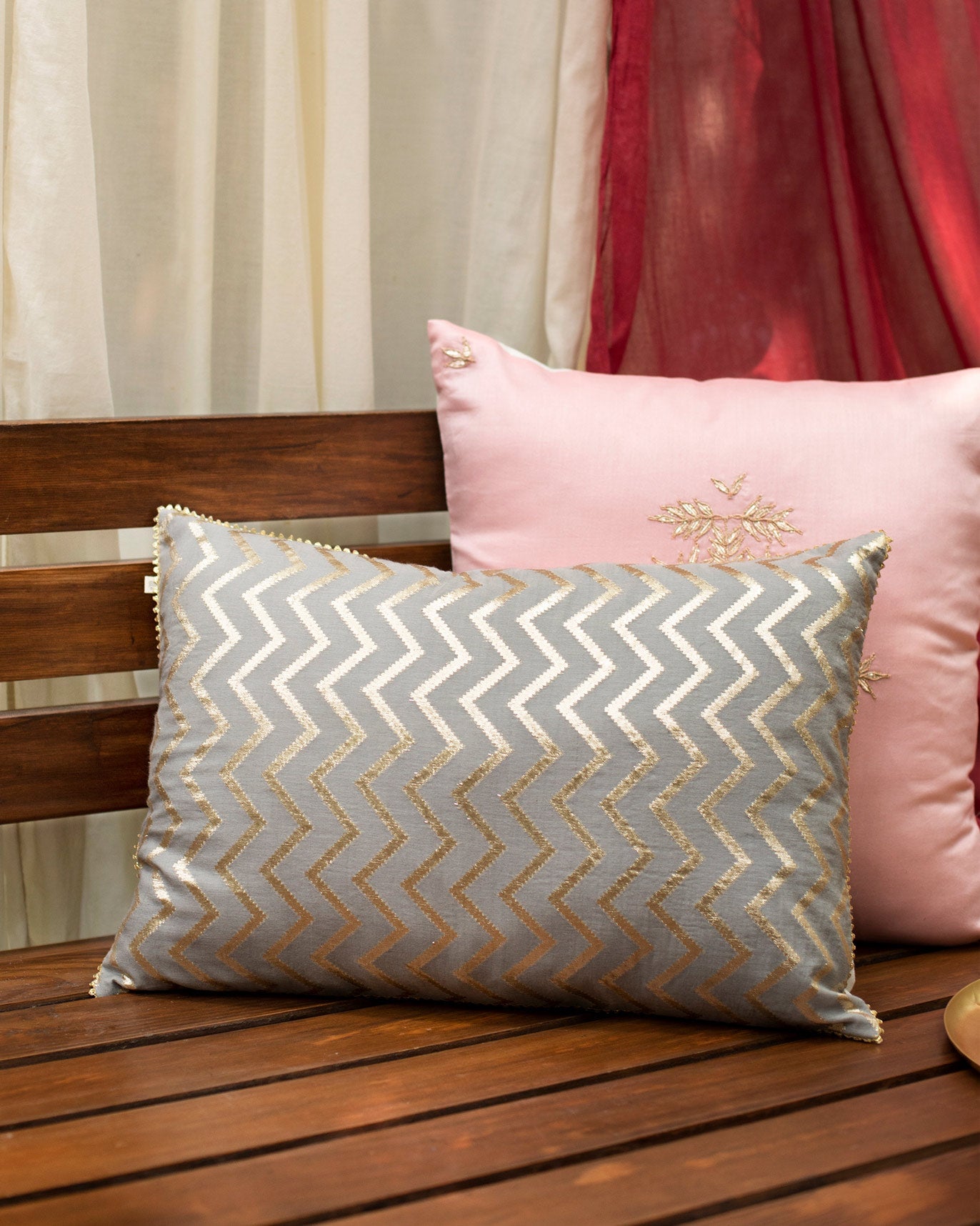 Chevron Chanderi Cushion Cover