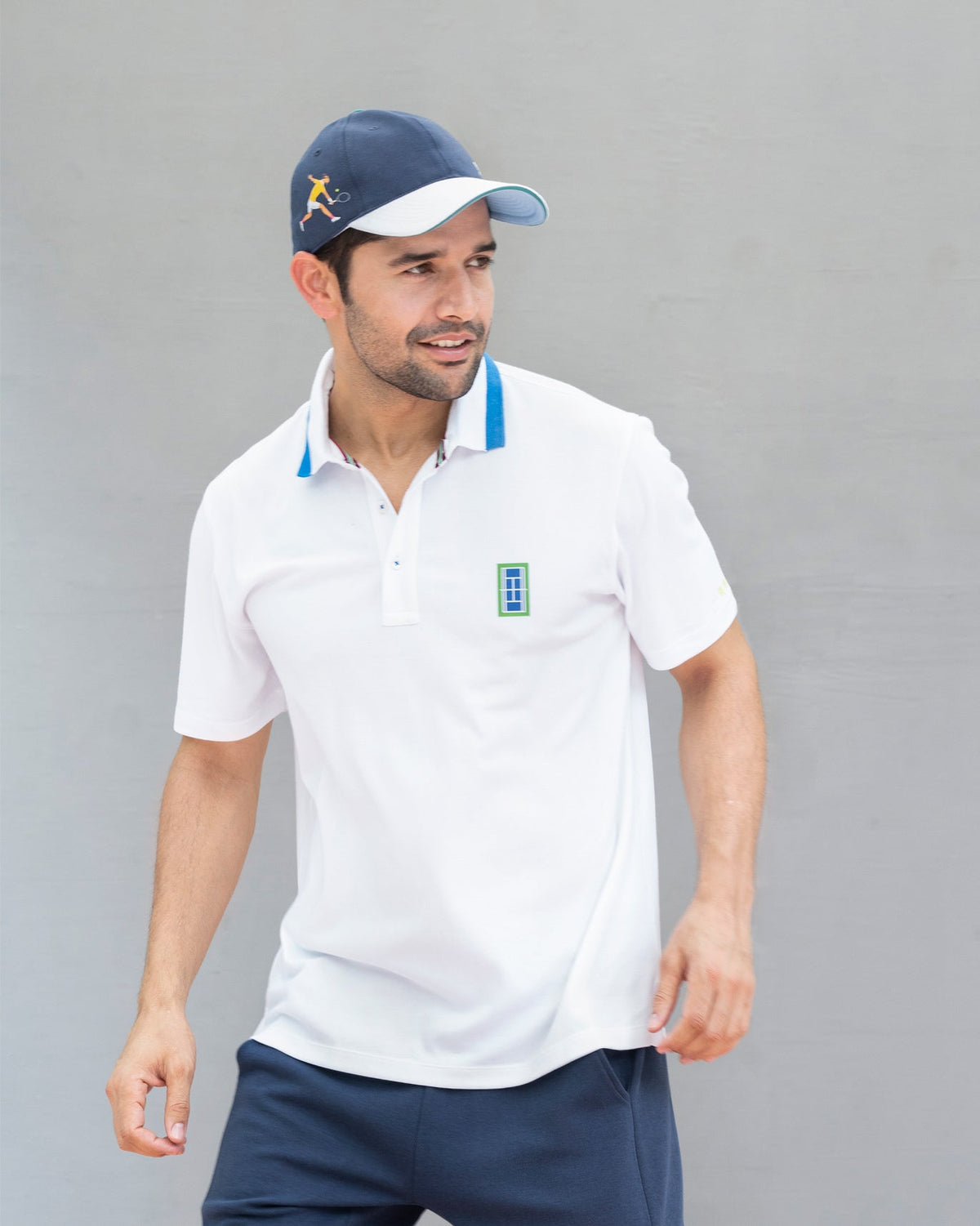 Nico Tennis Polo T-shirt - White & Blue