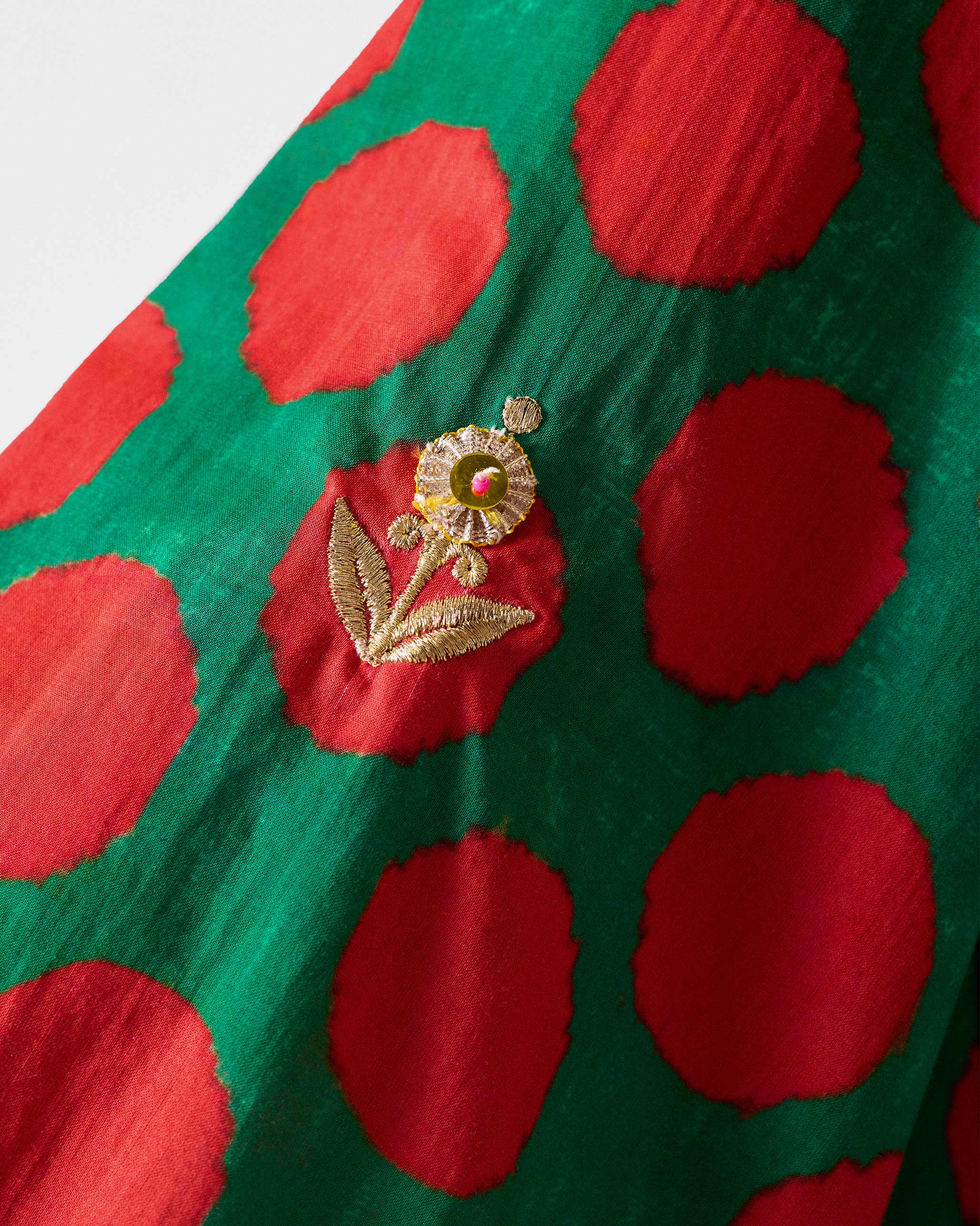 The Talas Kurta Set - Red & Green Printed