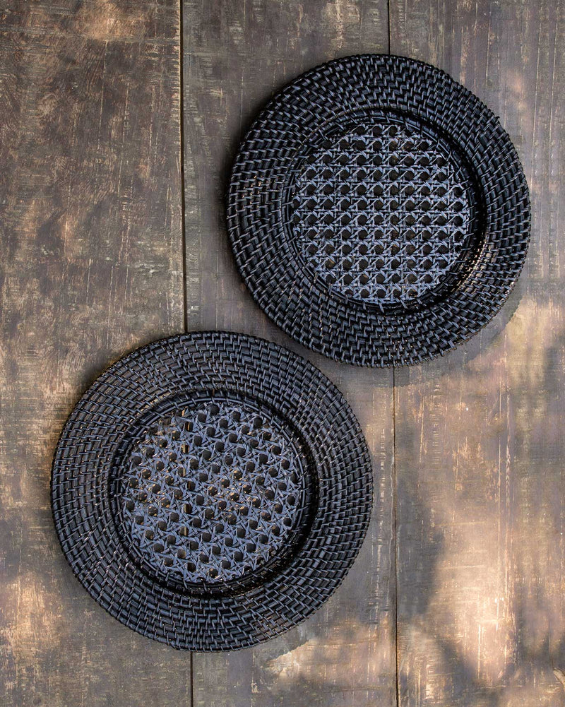 Black Rattan Charger (Set of 2)