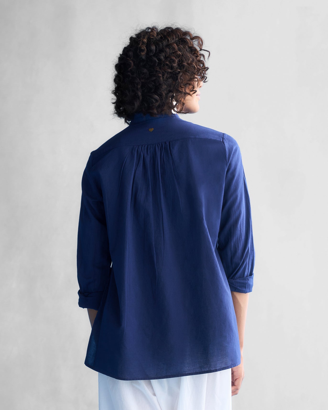 Mandarin Collar Top - Blue