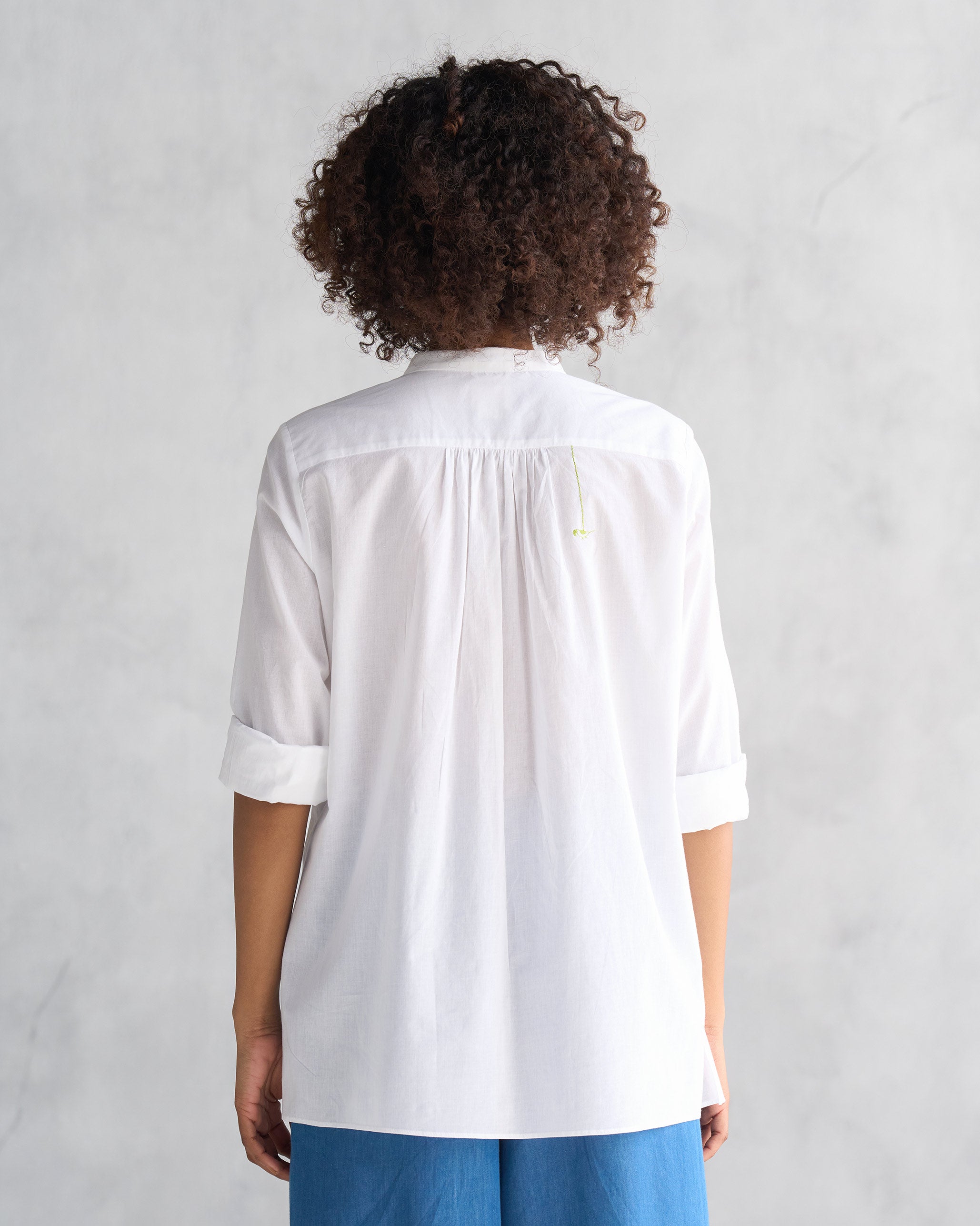 Mandarin Collar Top - White