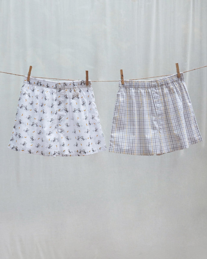 Going Bananas Boxers (Set of 2) - Grey & Yellow