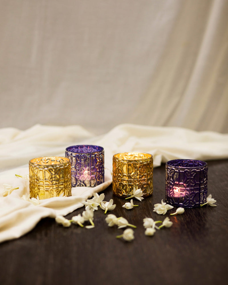 Purple and Gold Votive (Set of 4)