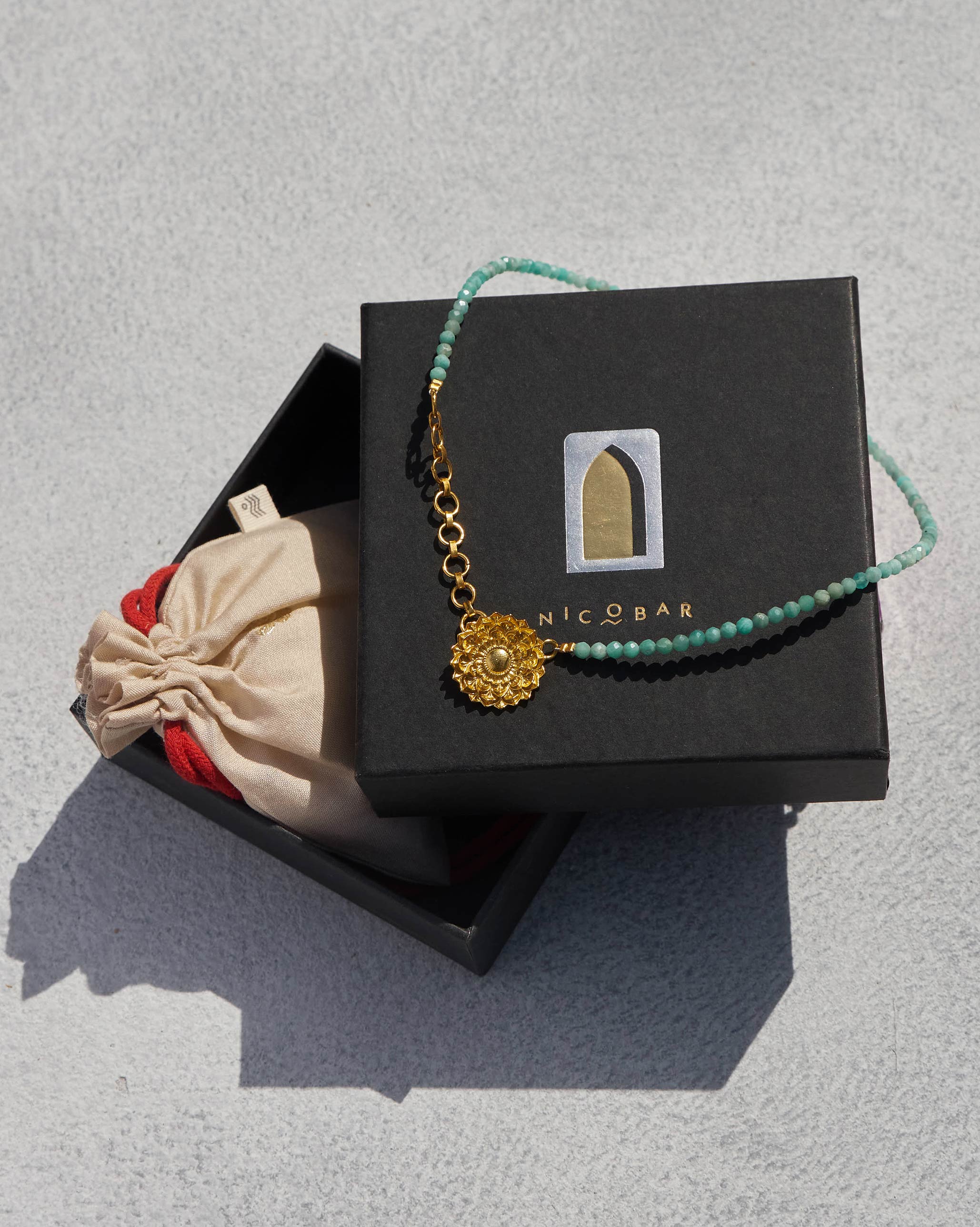 Kadambari Necklace - Aqua & Gold