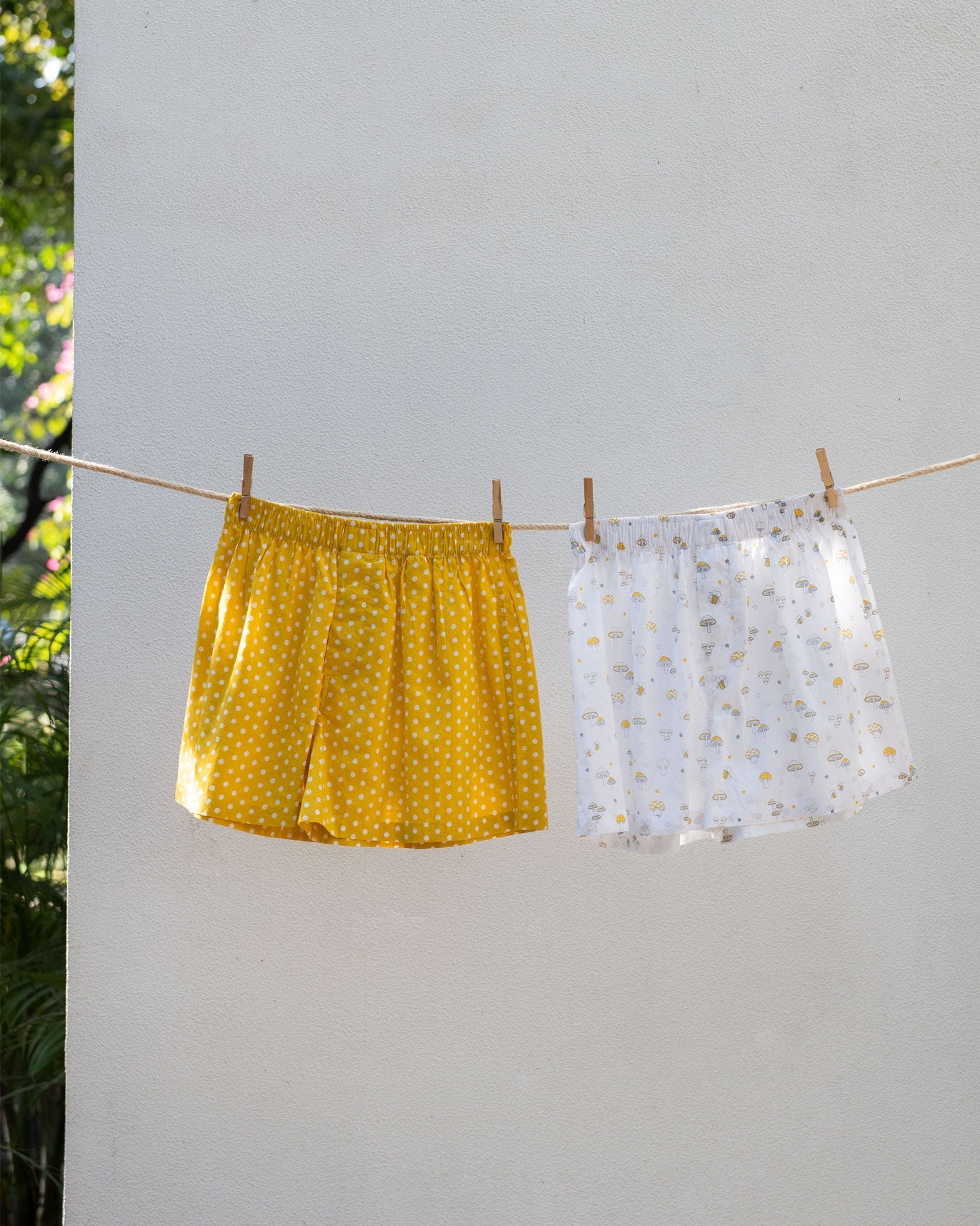 Mushroom Stars Boxers (Set of 2) - Ivory & Yellow