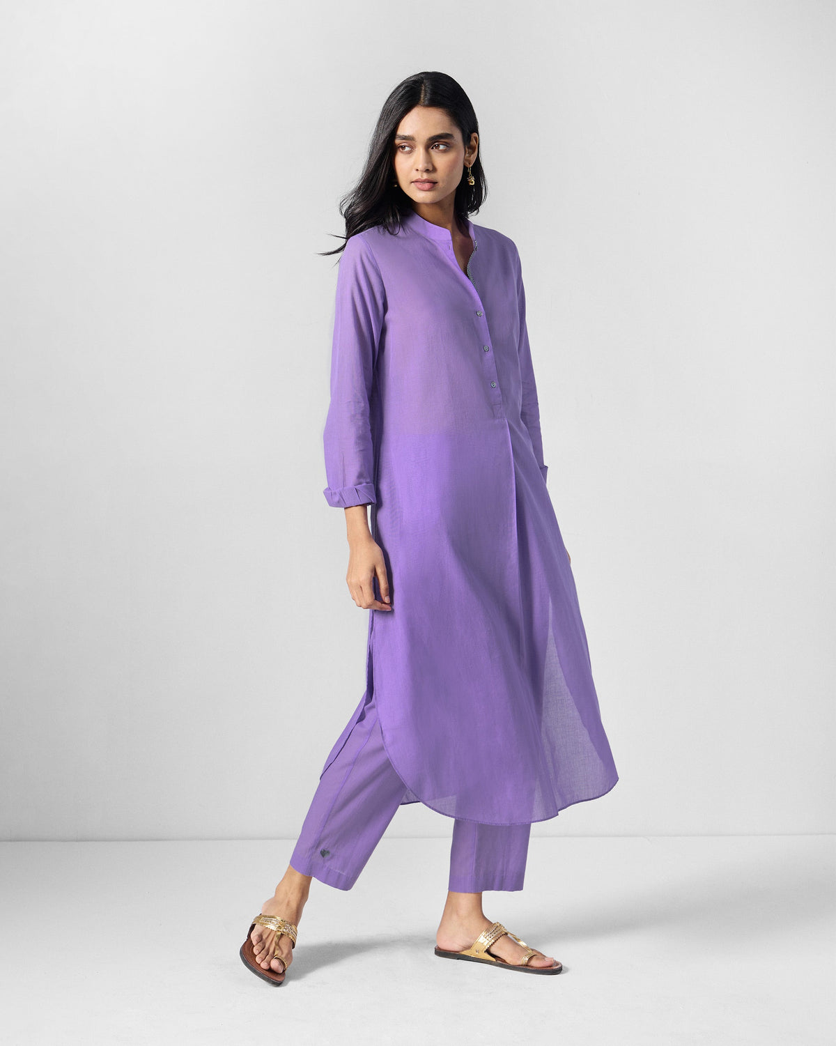 The Basic Long Length Kurta Set - Lilac