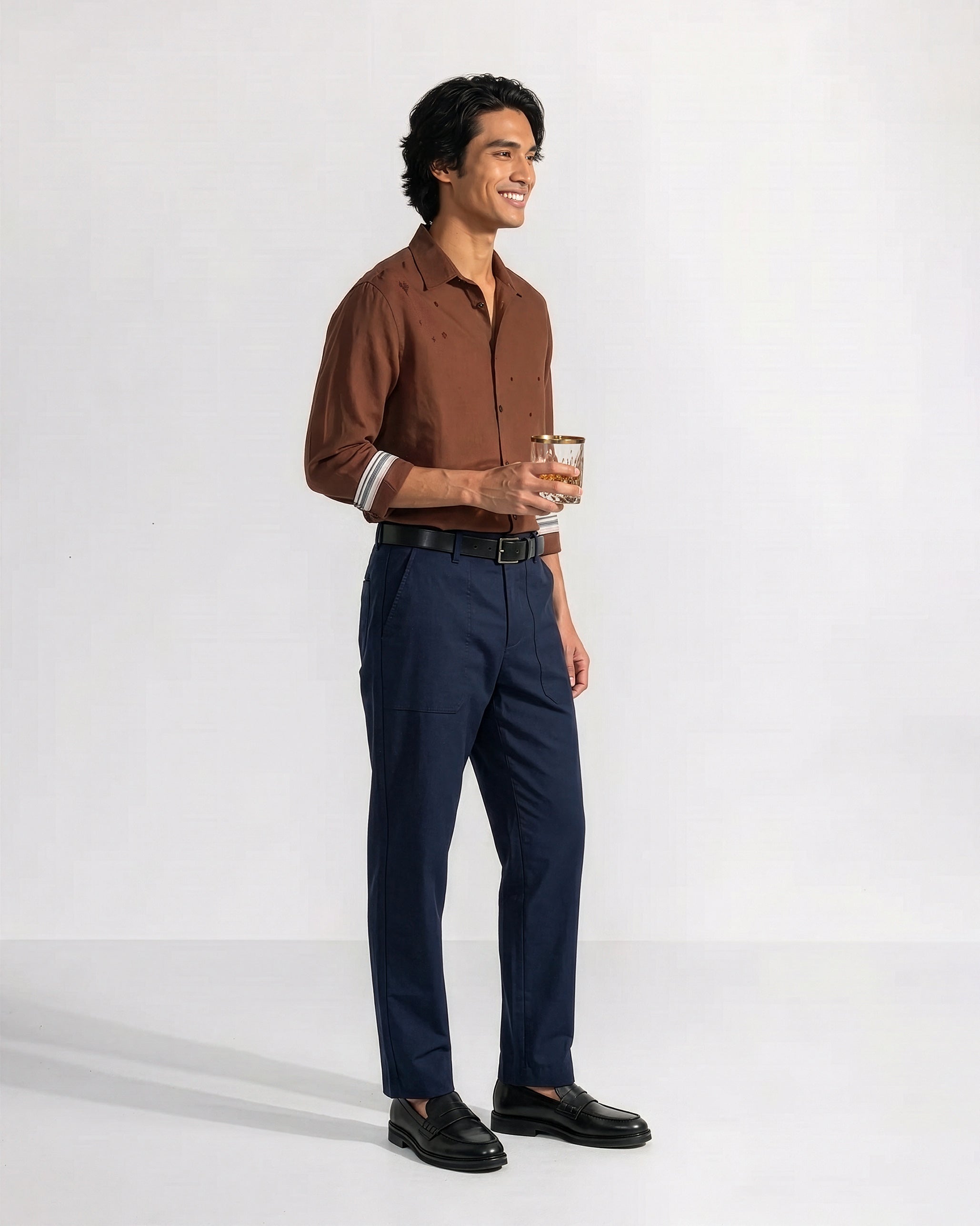 Classic Shirt - Brown Embroidered