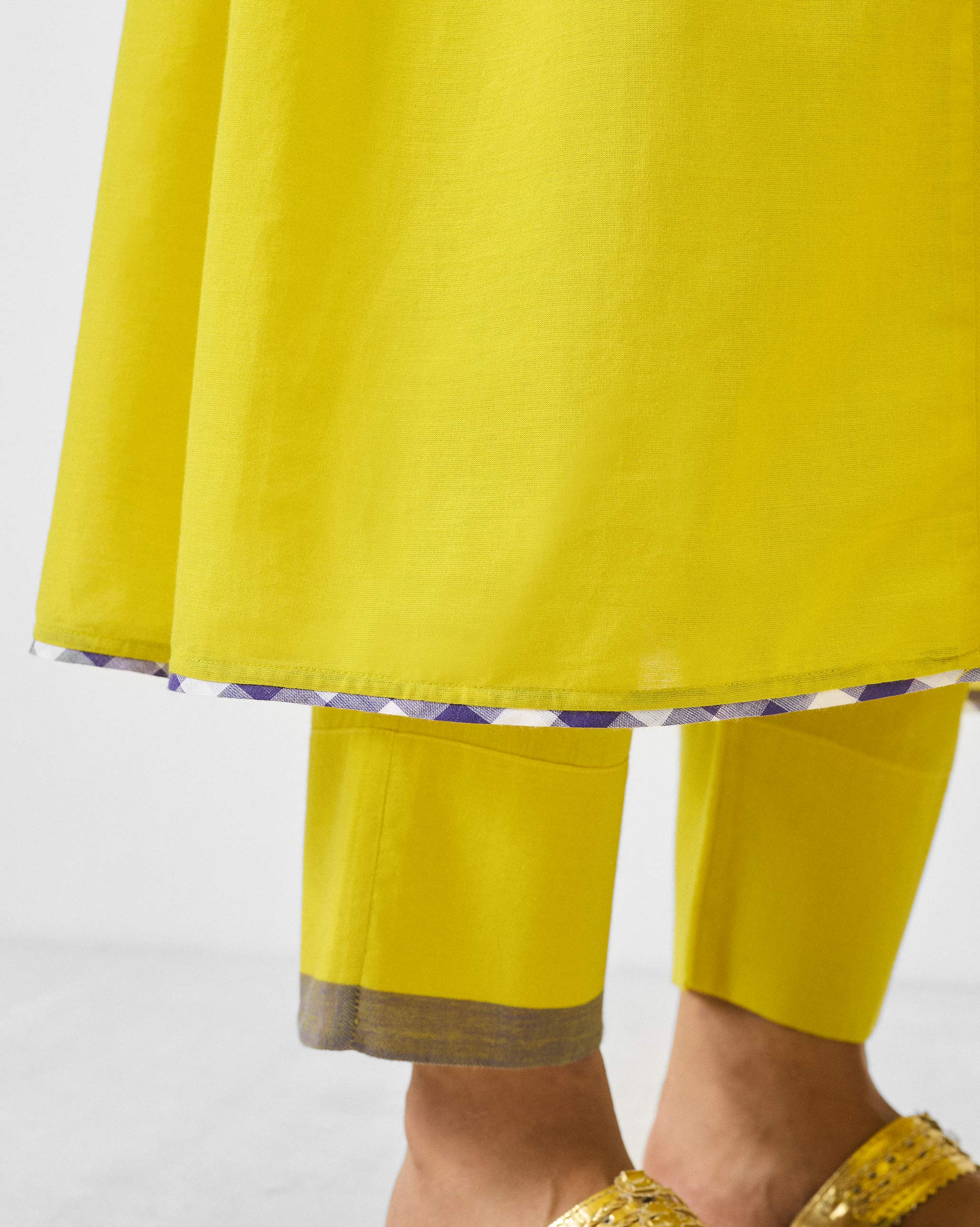 Pintuck Kurta Set - Chartreuse