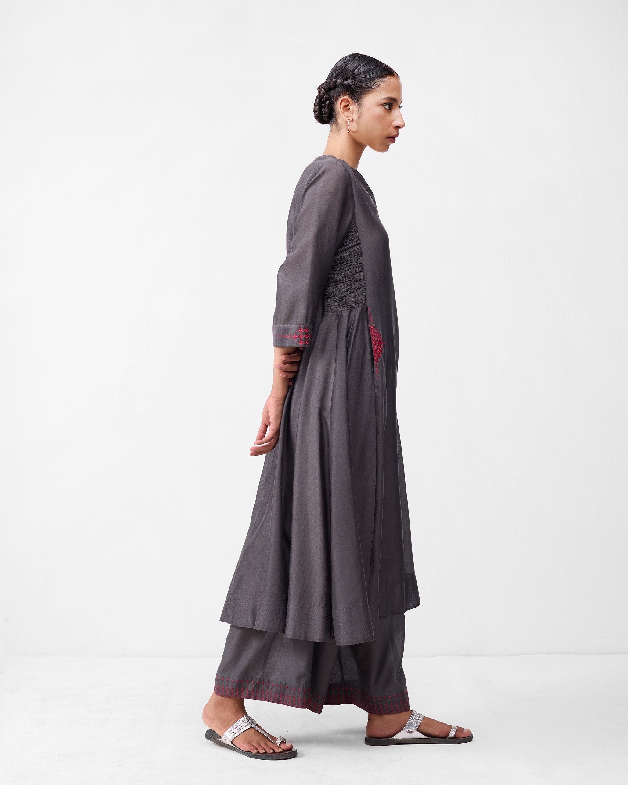 The Lama Set - Charcoal & Watermelon Embroidered