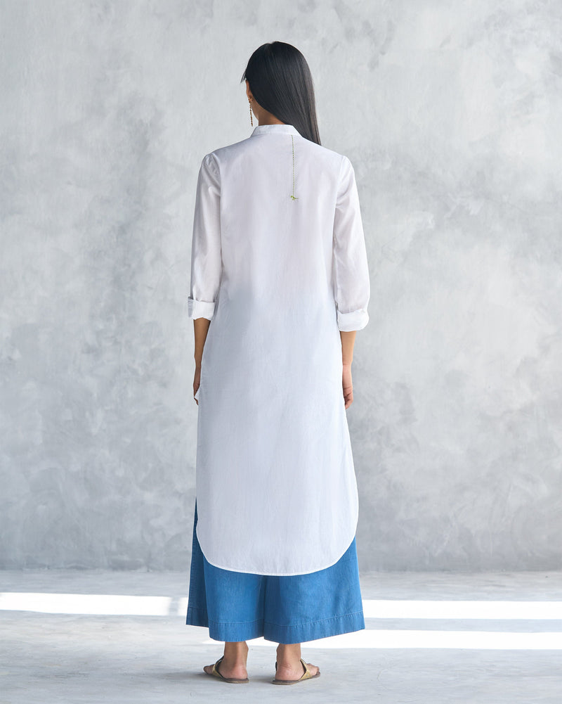 Basic Long Length Kurta - White