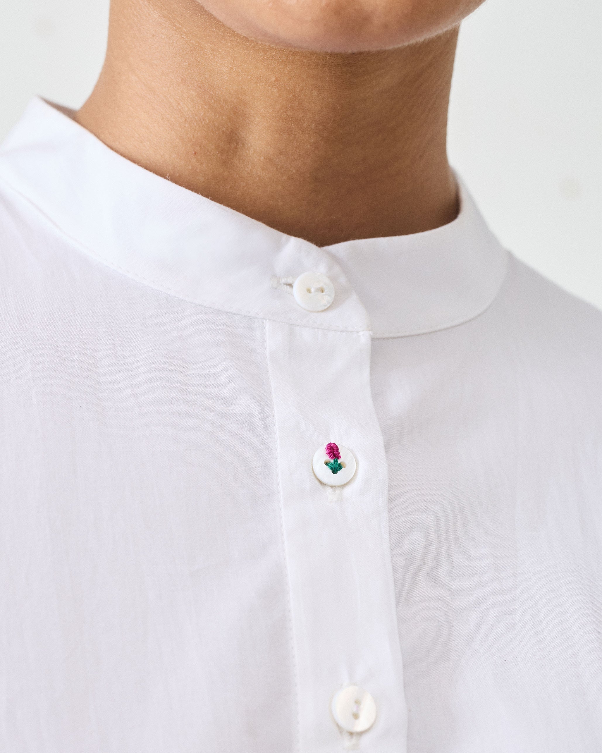 Short Sleeve Kurta Set - White & Fuchsia