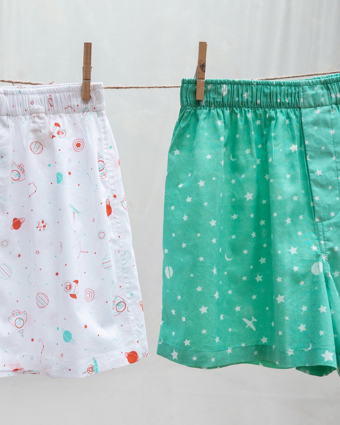 All The Stars Boxers (Set of 2) - White & Turquoise