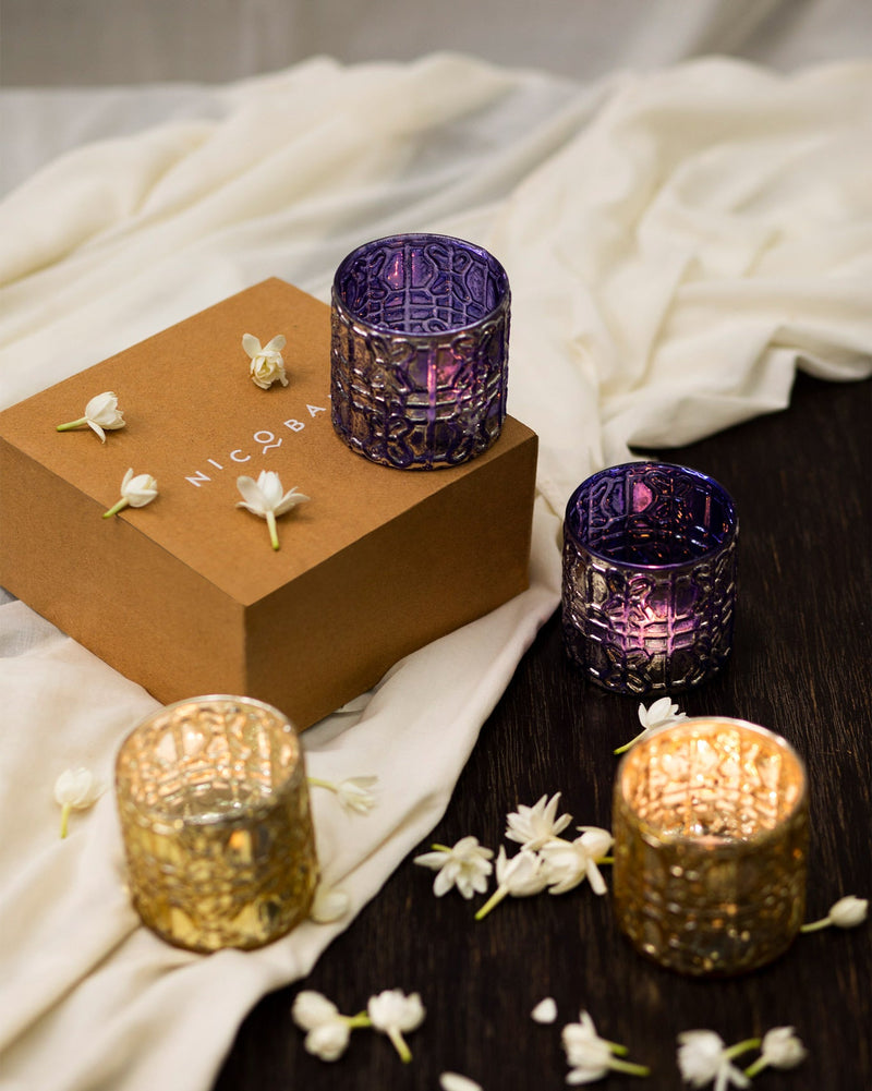 Purple and Gold Votive (Set of 4)