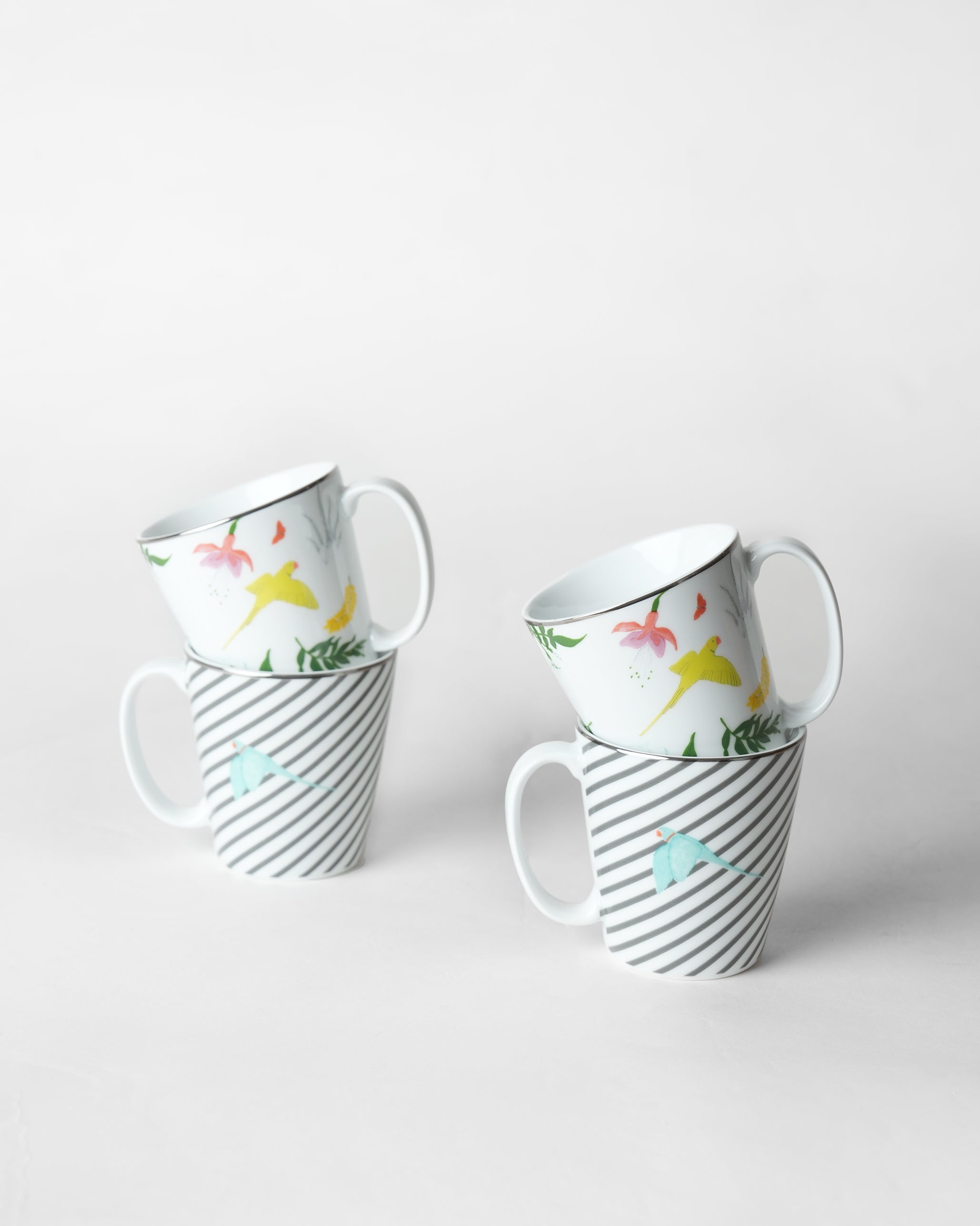 Botanical Coffee Mugs - Set of 4
