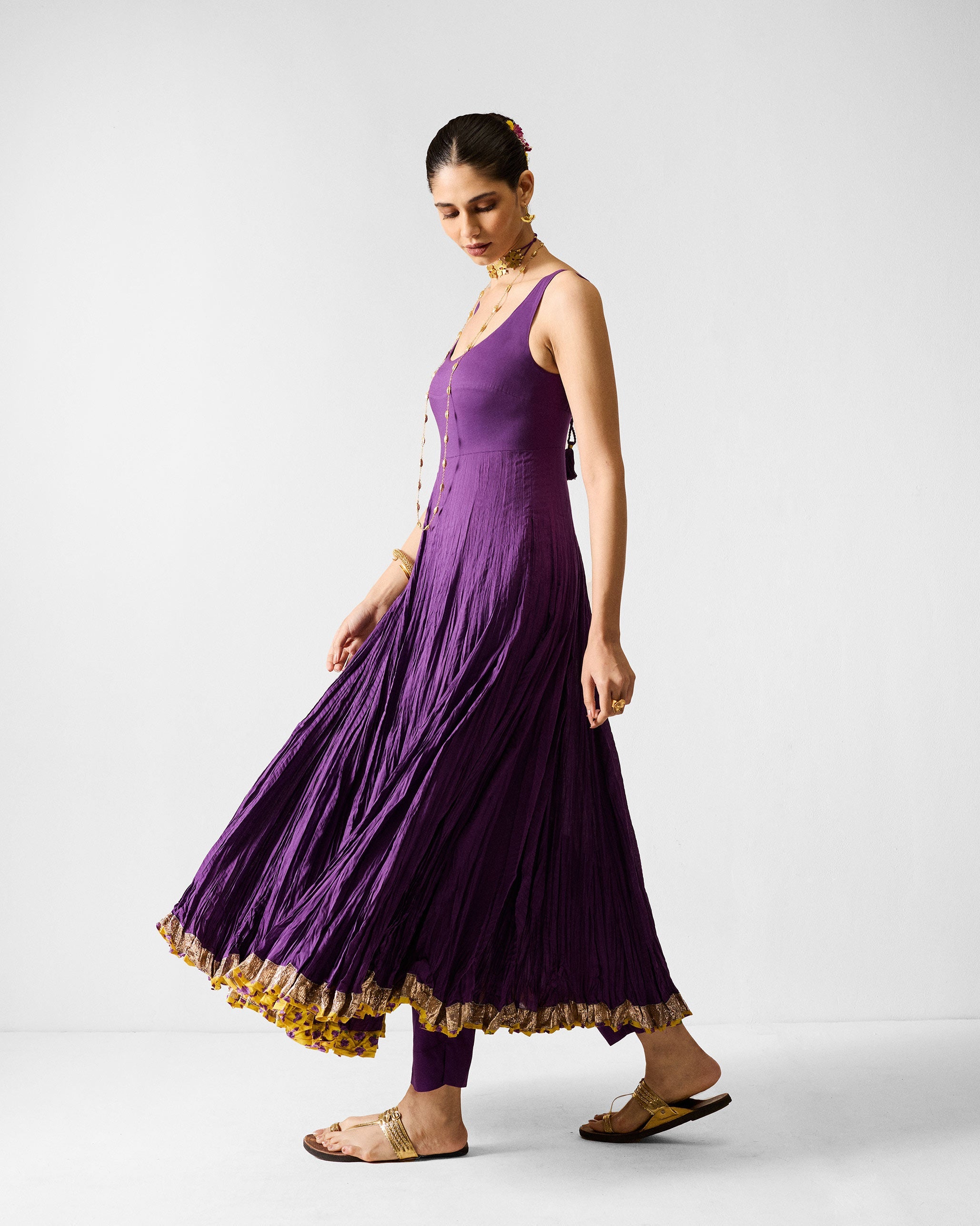 The Kochi Kurta Set - Purple & Gold