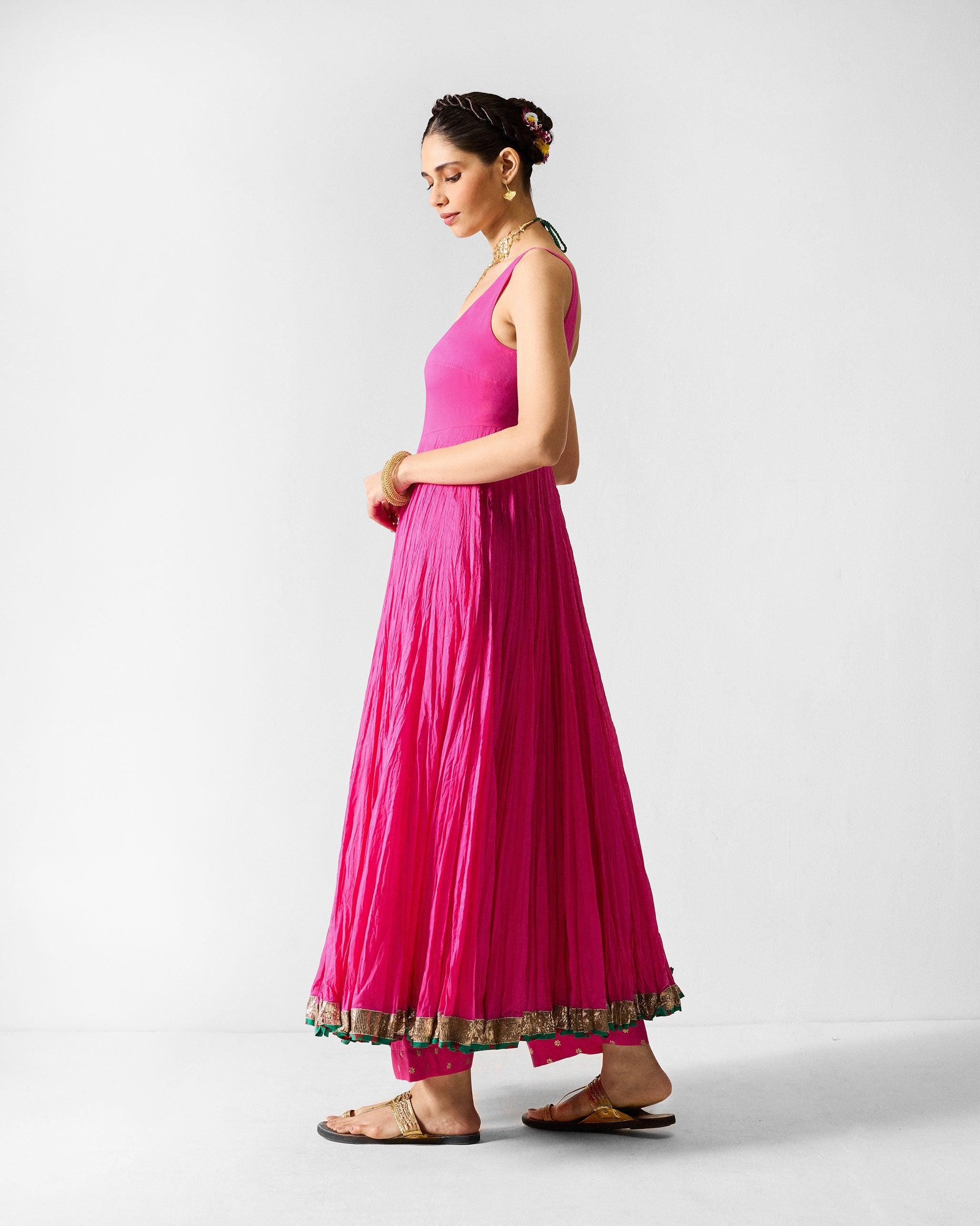 The Kochi Kurta Set - Fuchsia & Gold